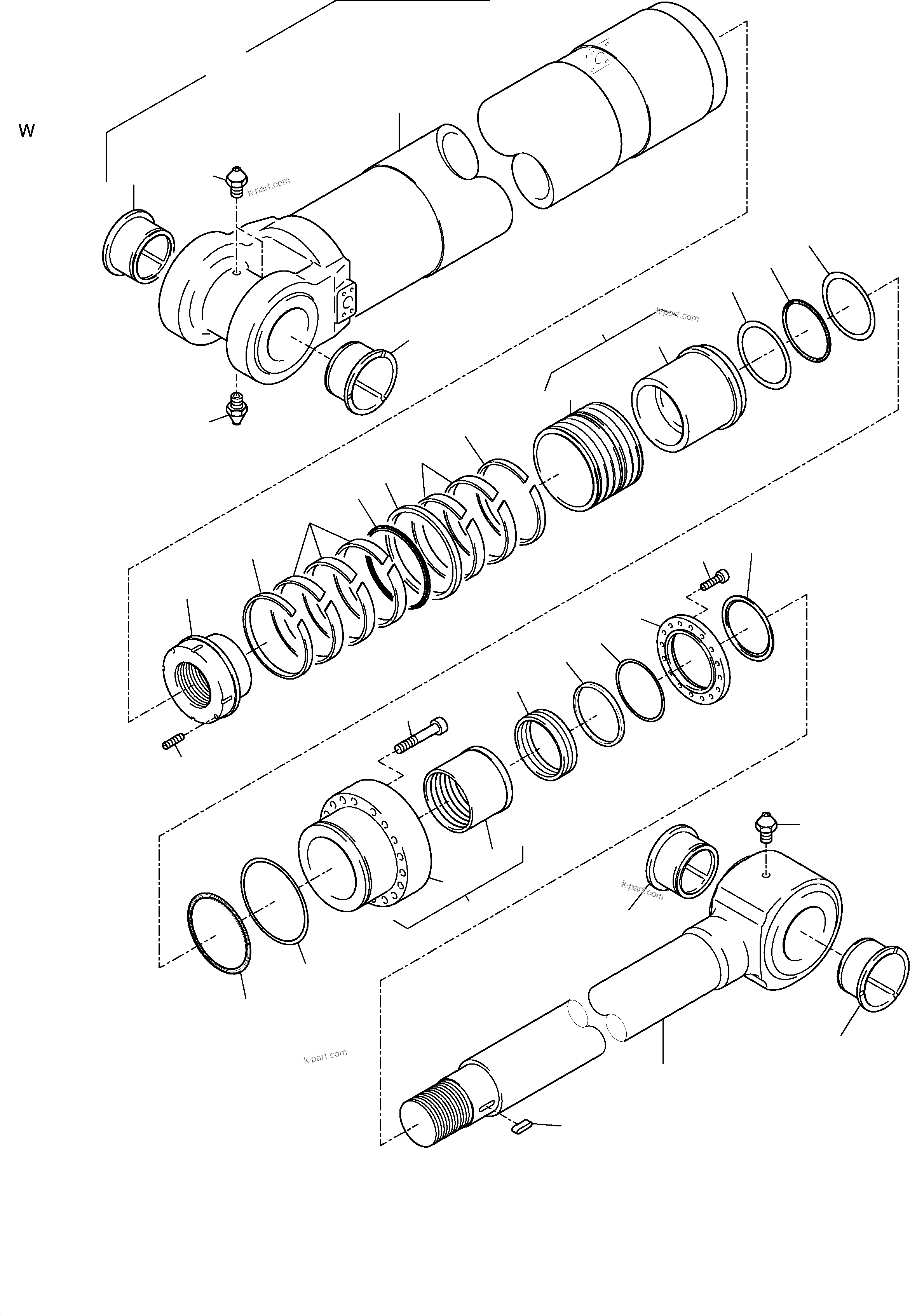 Komatsu parts book diagram for H455S S/N 15005: HYDRAULIC CYLINDER