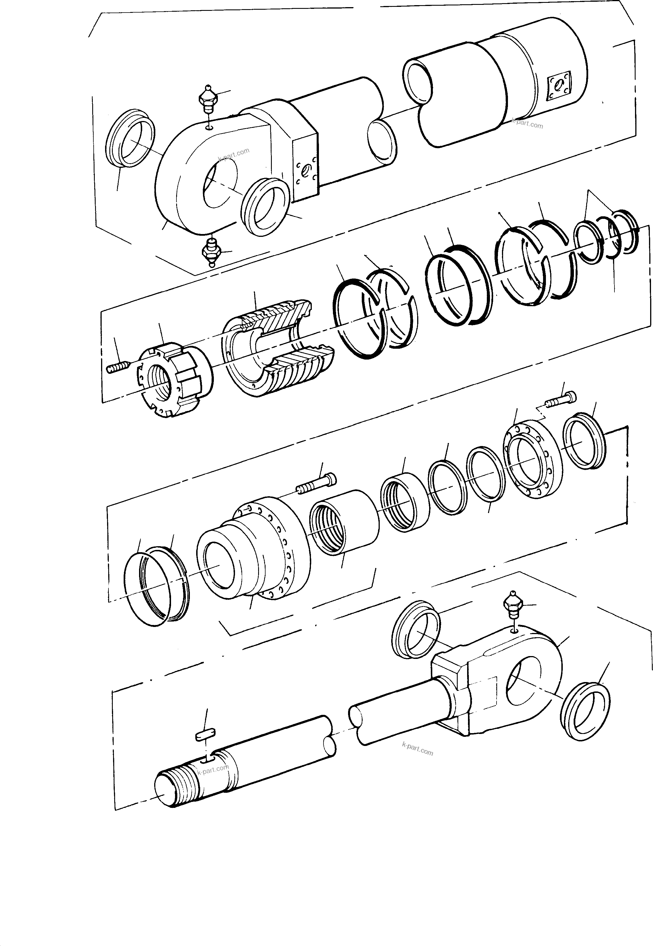 Komatsu parts book diagram for H455S S/N 15005: HYDRAULIC CYLINDER