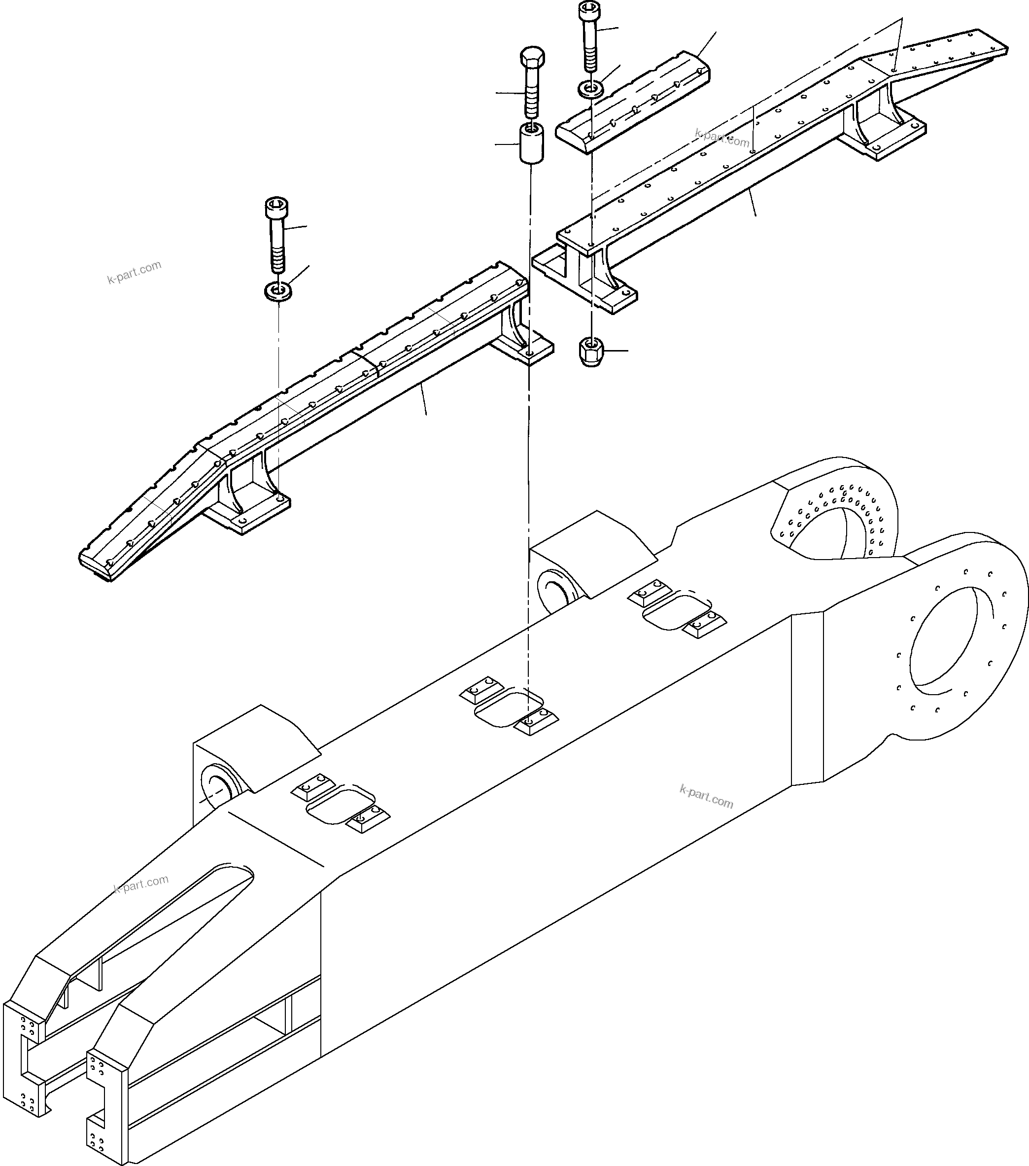 Komatsu parts book diagram for H455S S/N 15005: TRACK GROUP - IDLER PROTECTION