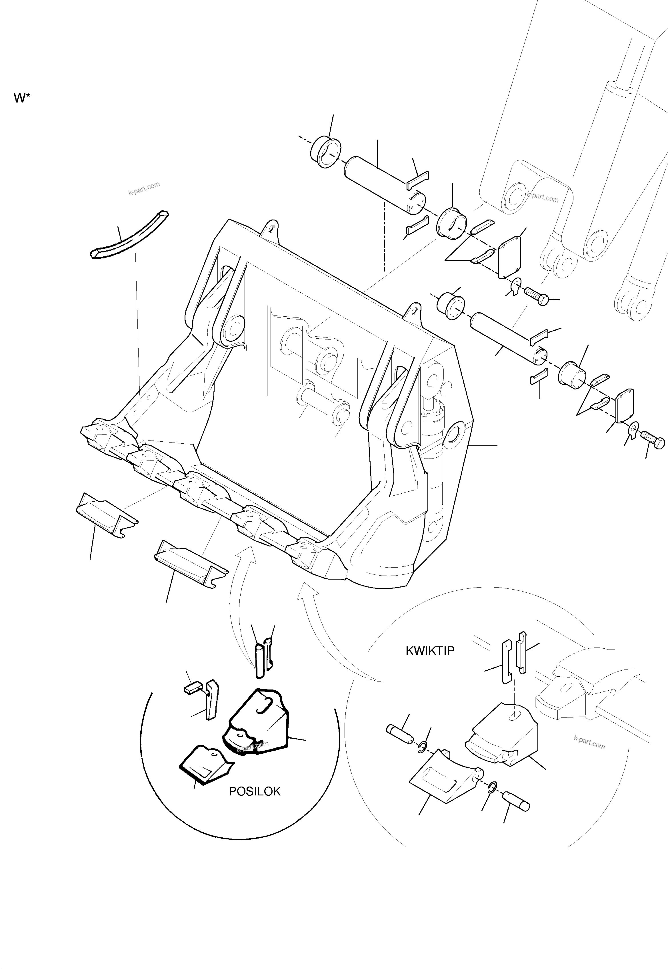 Komatsu parts book diagram for H455S S/N 15005: BULLCLAM BUCKET