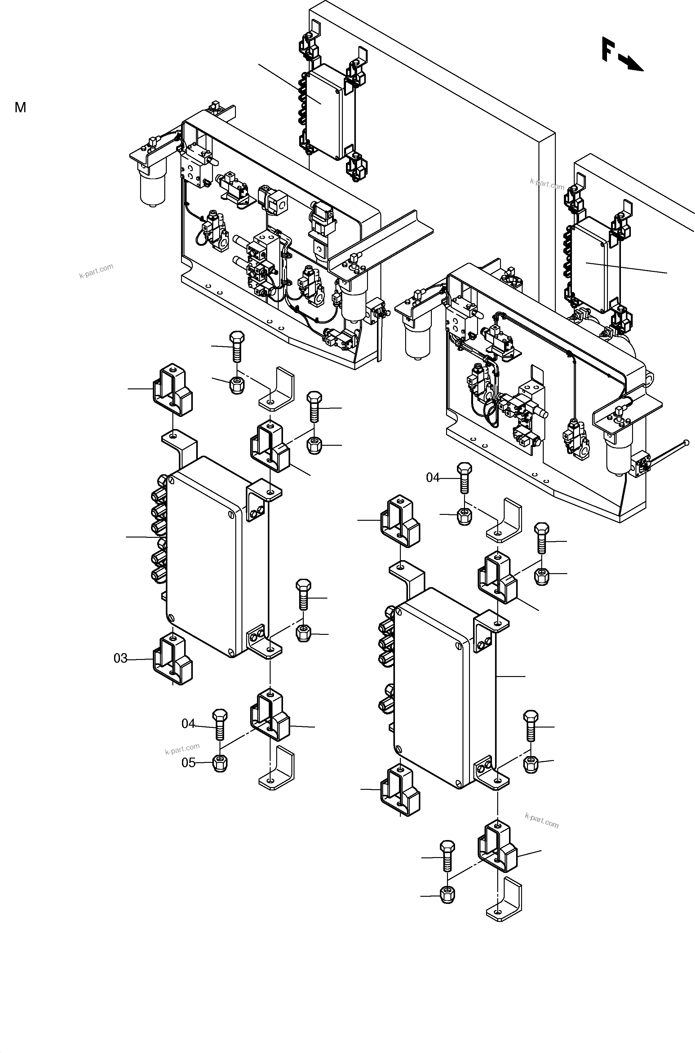 Komatsu parts book diagram for H455S S/N 15005: SENSOR HOUSING INSTALLATION