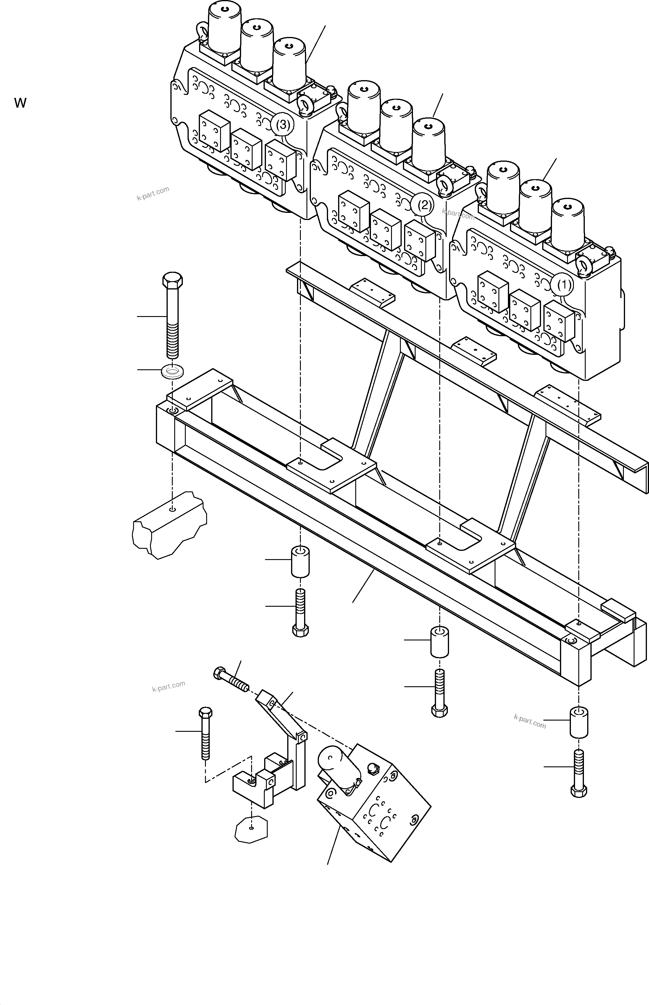 Komatsu parts book diagram for H455S S/N 15005: SUPPORT, CONTROL UNIT