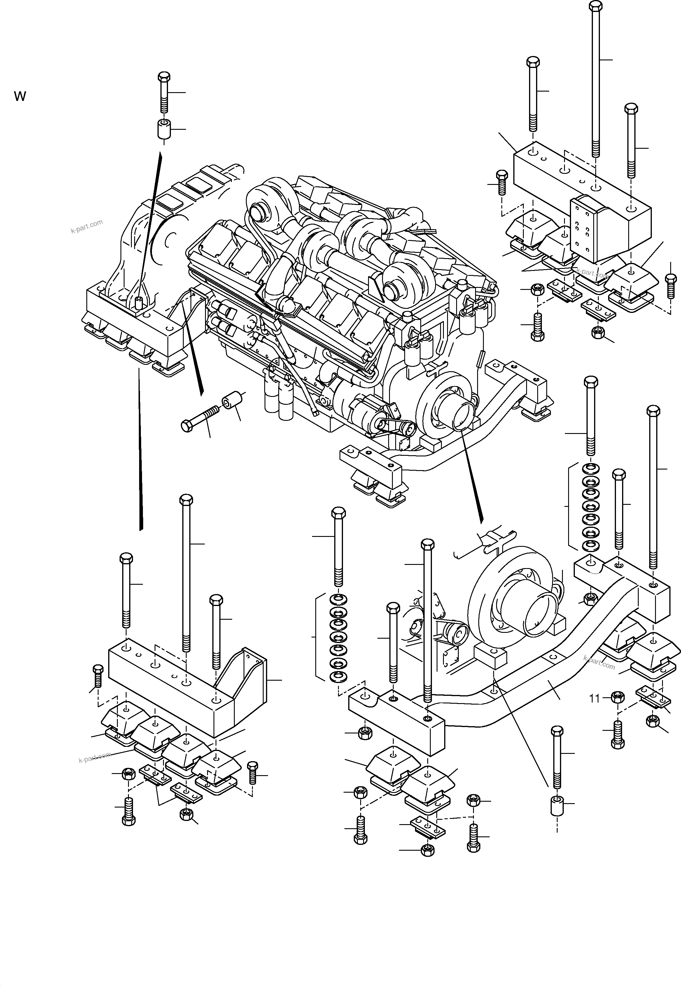 Komatsu parts book diagram for H455S S/N 15005: DRIVE ASSEMBLY, MOUNTING