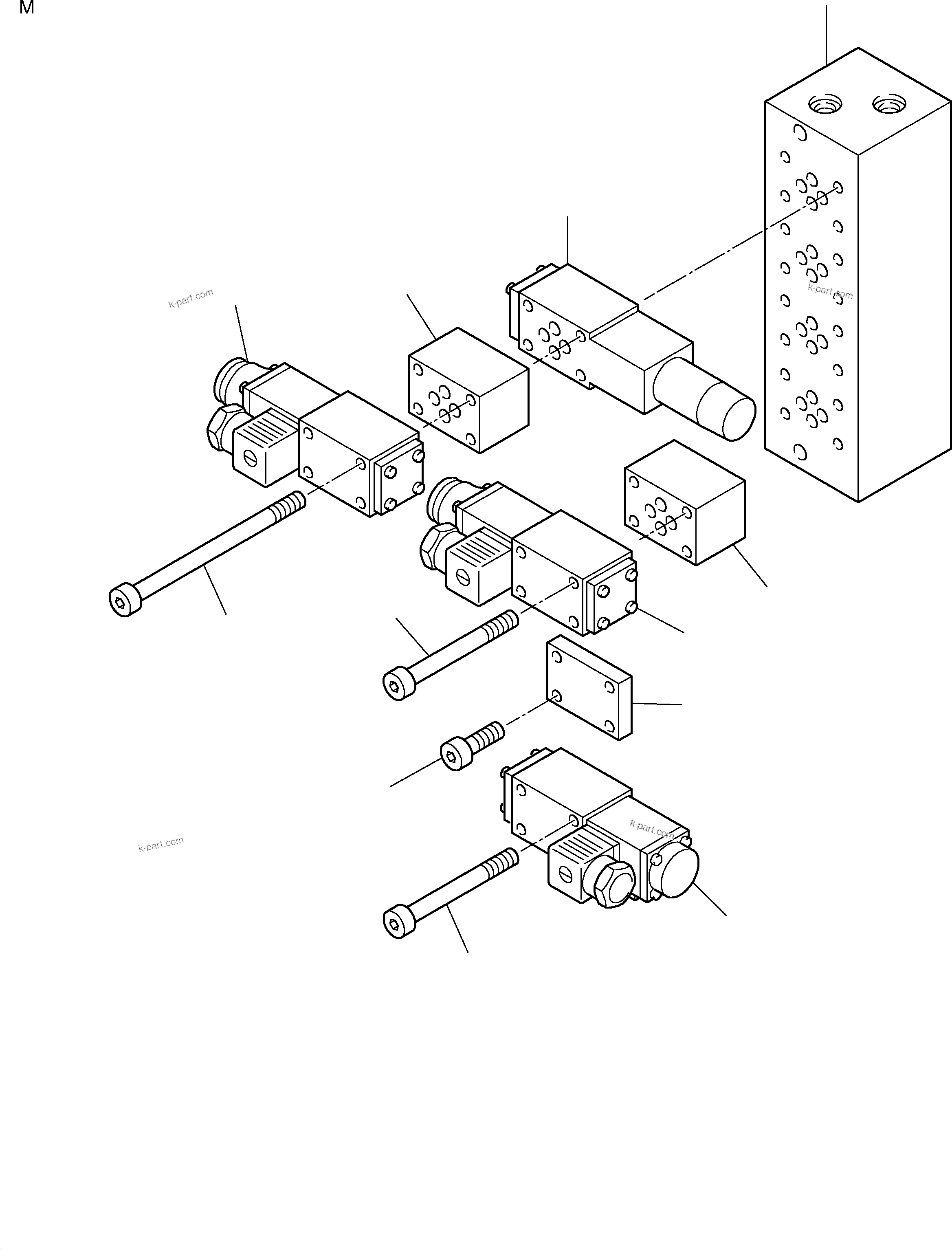 Komatsu parts book diagram for H455S S/N 15005: MULTI-STATION MANIFOLD BLOCK
