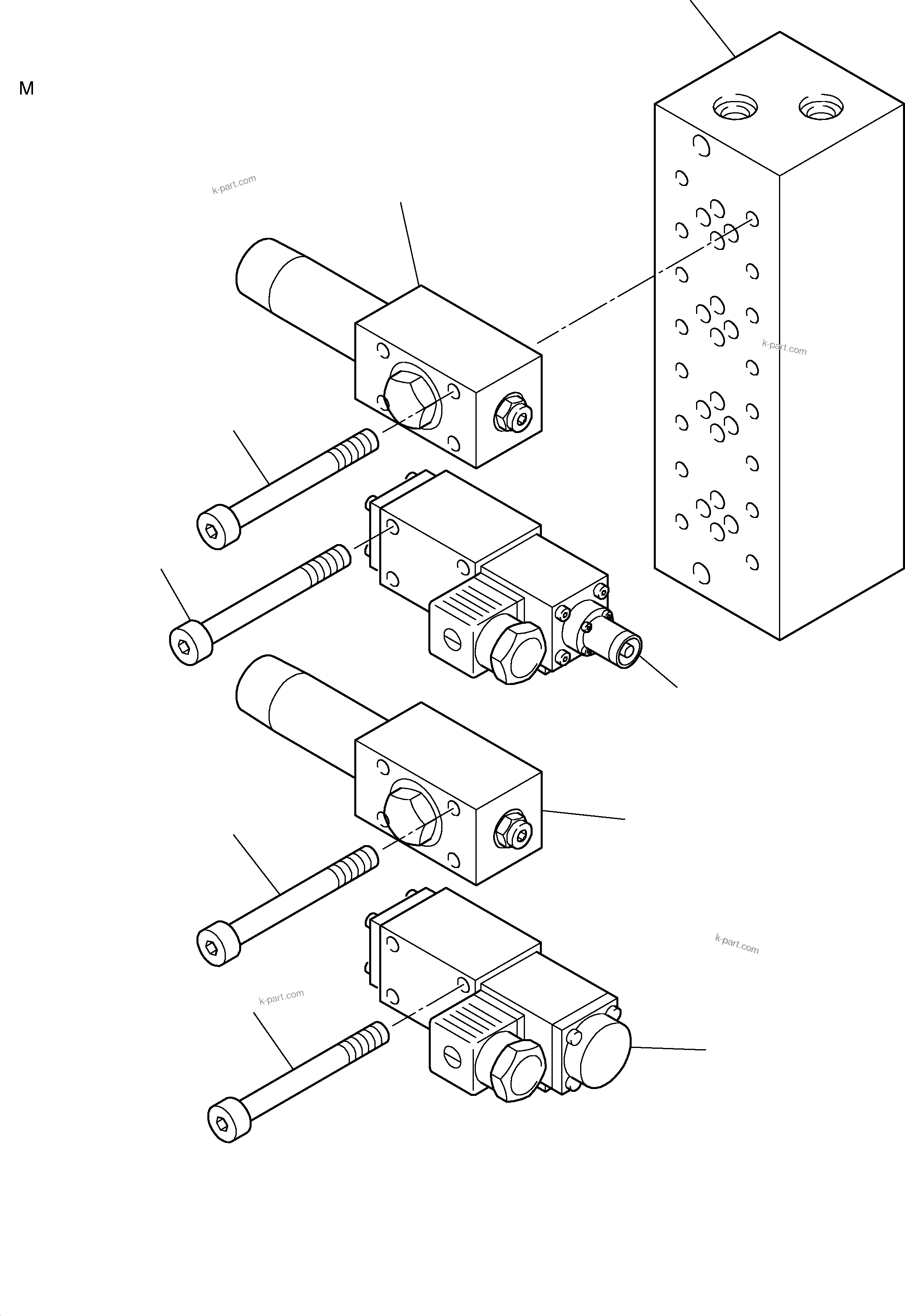 Komatsu parts book diagram for H455S S/N 15005: MULTI STATION MANIFOLDBLOCK
