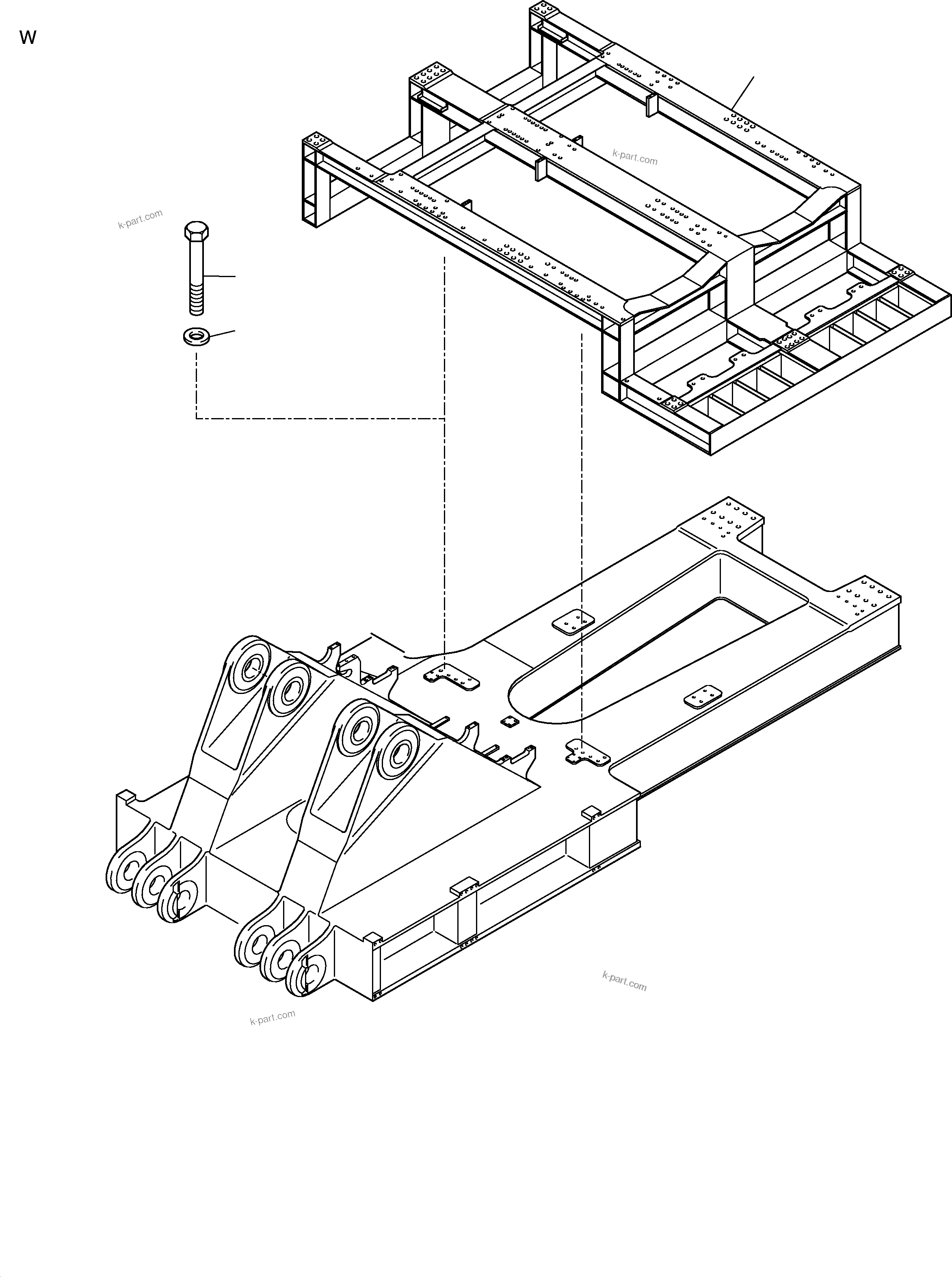 Komatsu parts book diagram for H455S S/N 15005: POWER FRAME ARR.