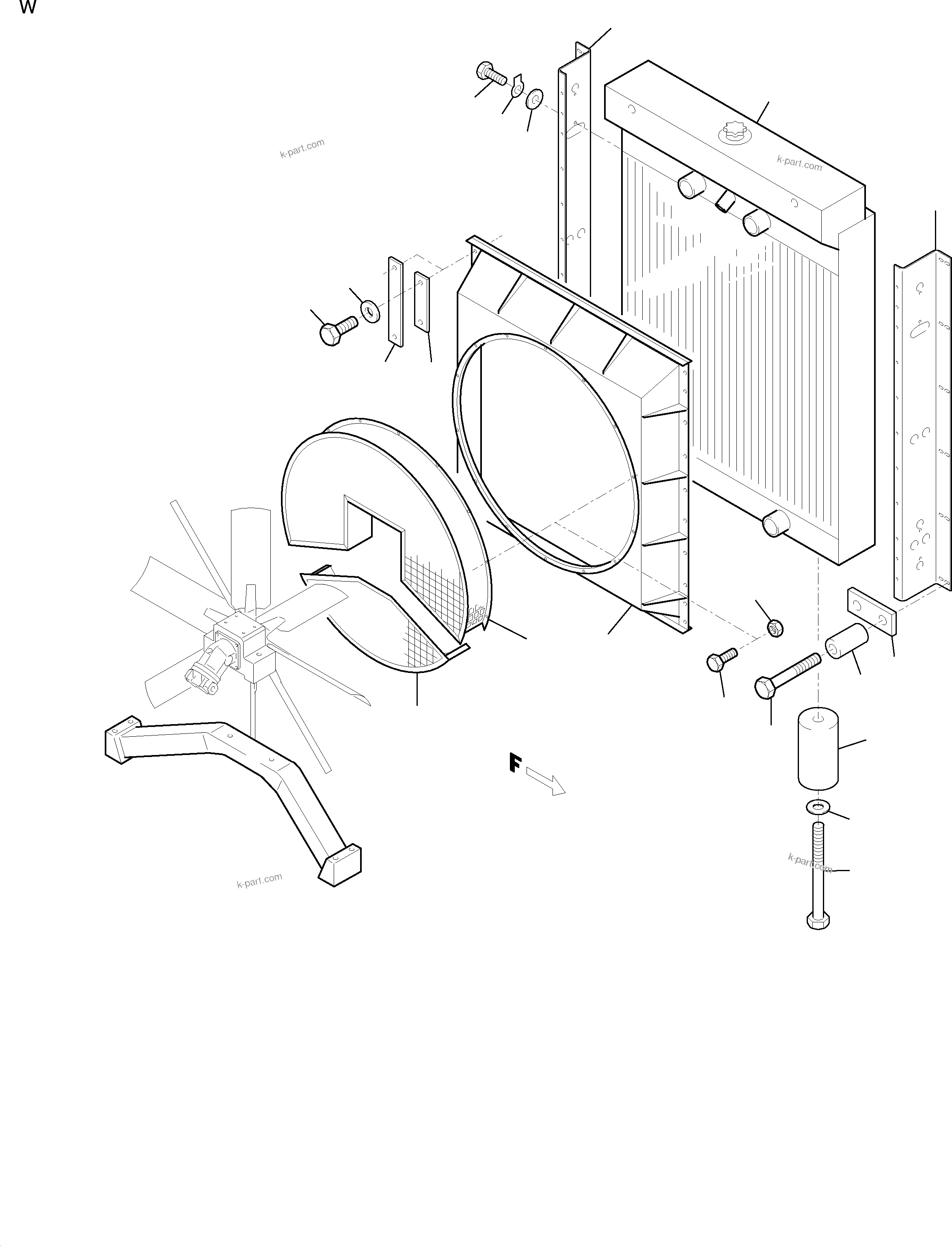 Komatsu parts book diagram for H455S S/N 15005: RADIATOR - MOUNTING
