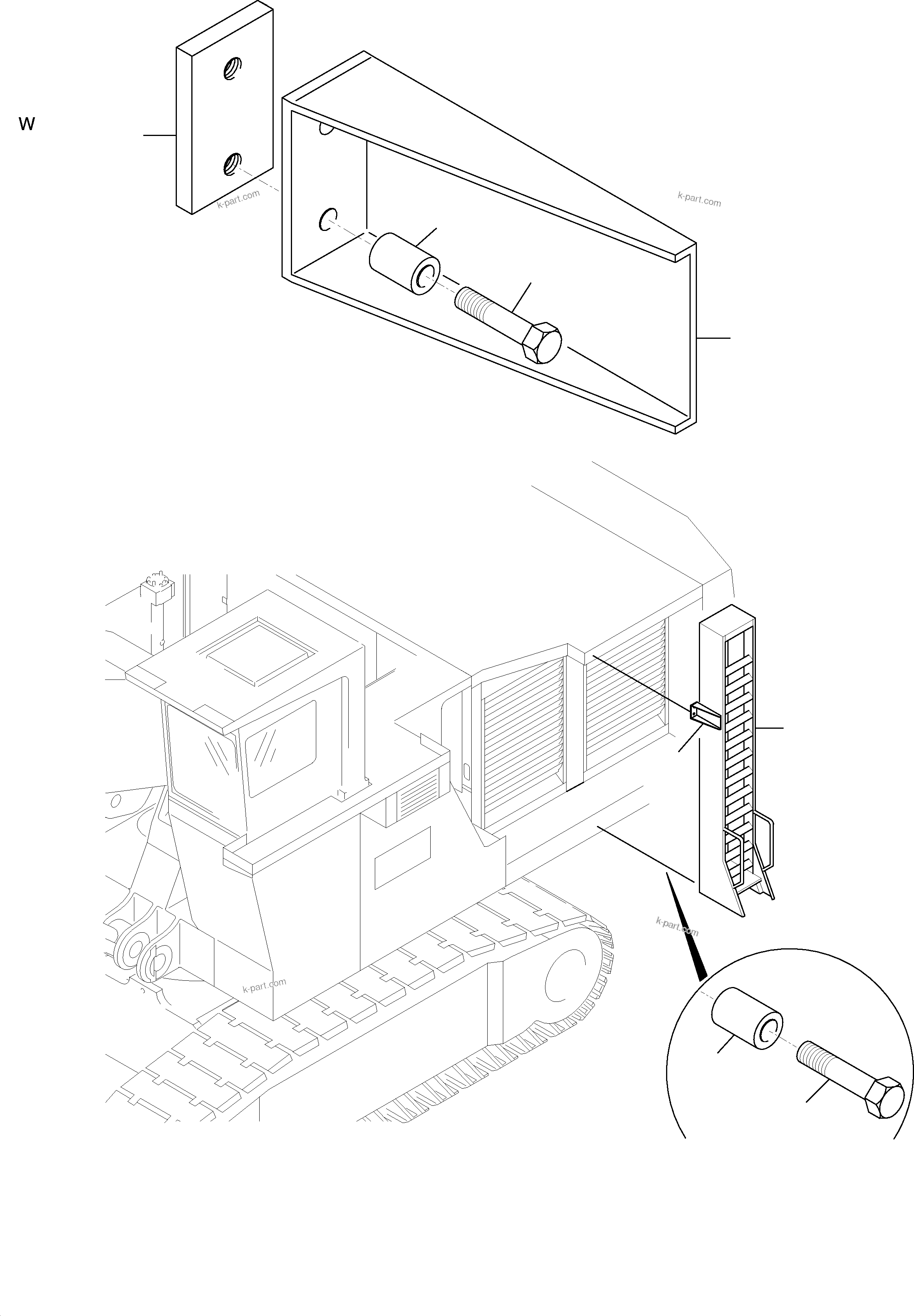 Komatsu parts book diagram for H455S S/N 15005: ASCENT LADDER ARR.