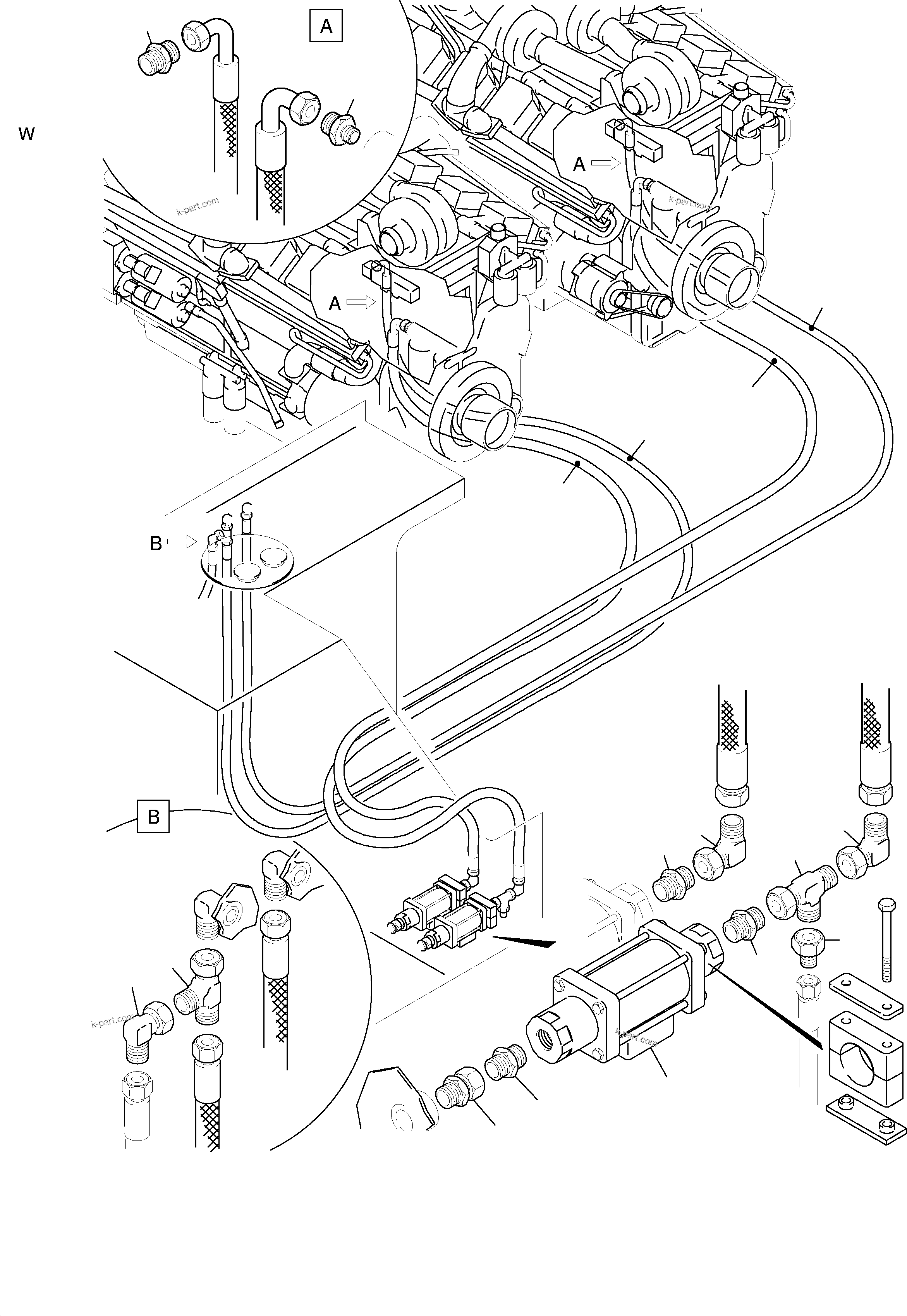 Komatsu parts book diagram for H455S S/N 15005: FUEL LINES