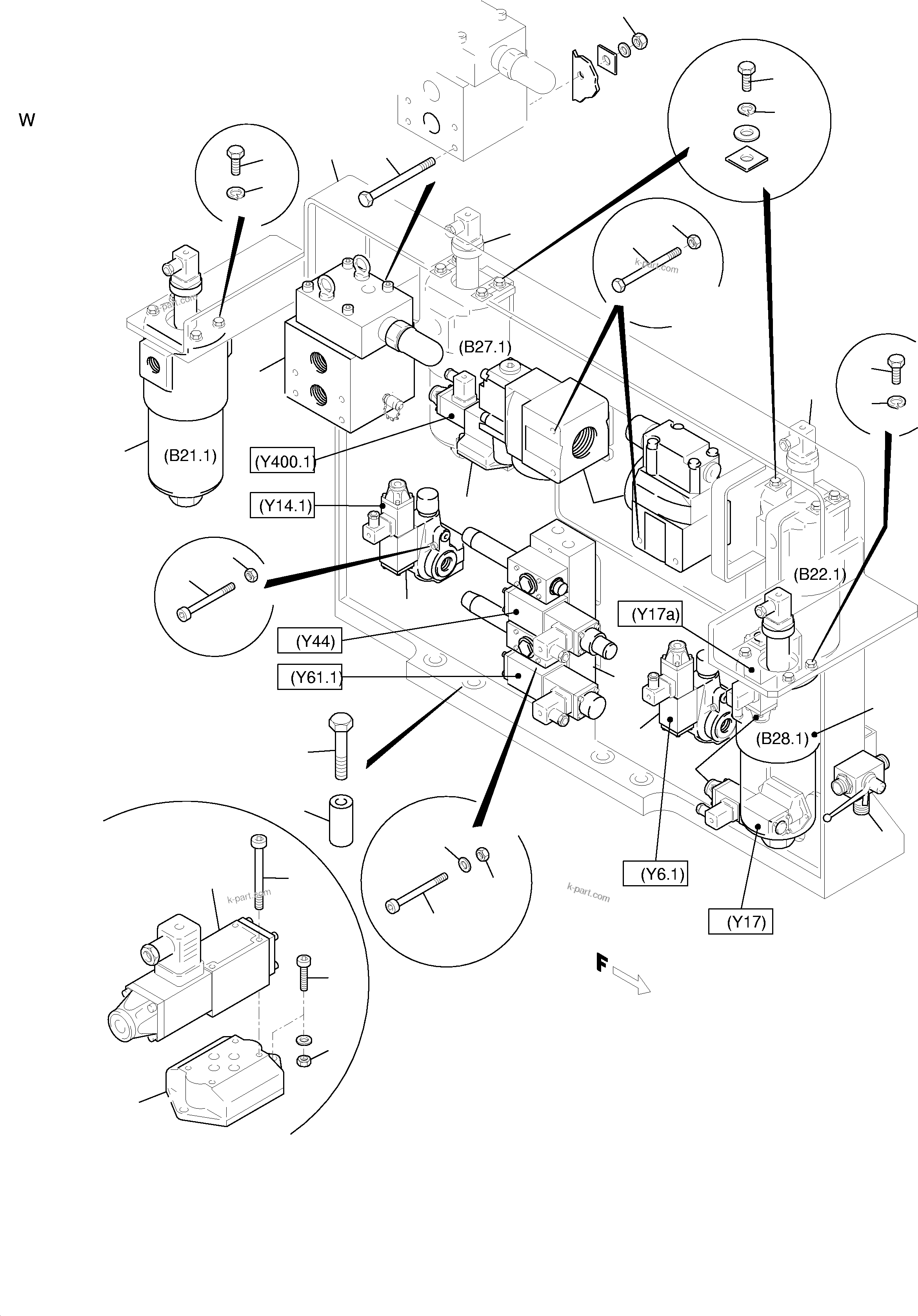 Komatsu parts book diagram for H455S S/N 15005: CONTROL- AND FILTER PLATE, REAR ( ENGINE 1 )