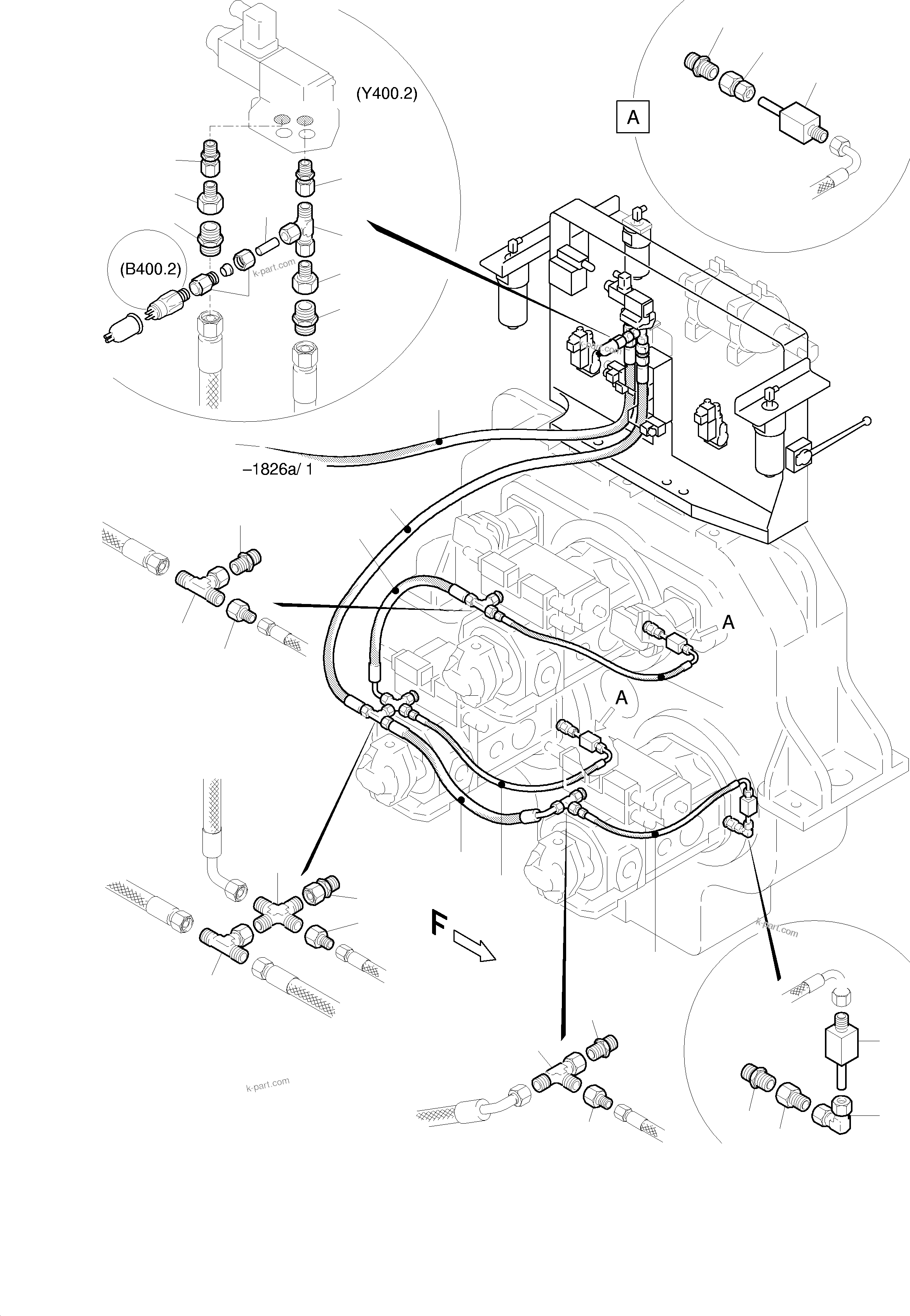 Komatsu parts book diagram for H455S S/N 15005: MAIN PUMP CONTROL