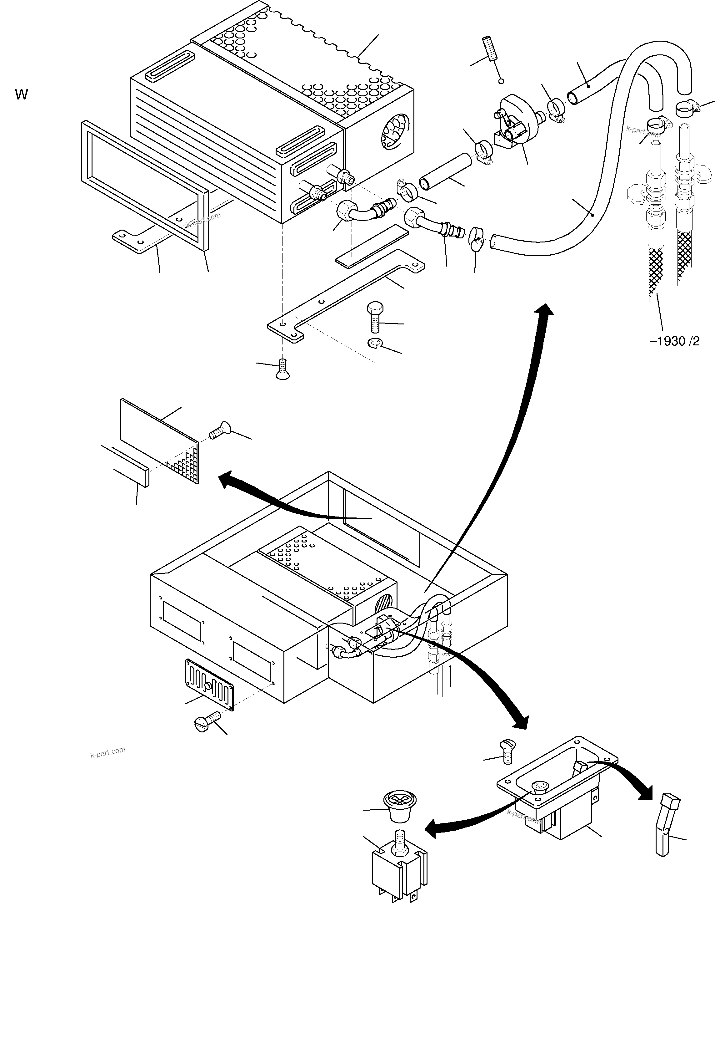 Komatsu parts book diagram for H455S S/N 15005: CAB HEATER ARR.