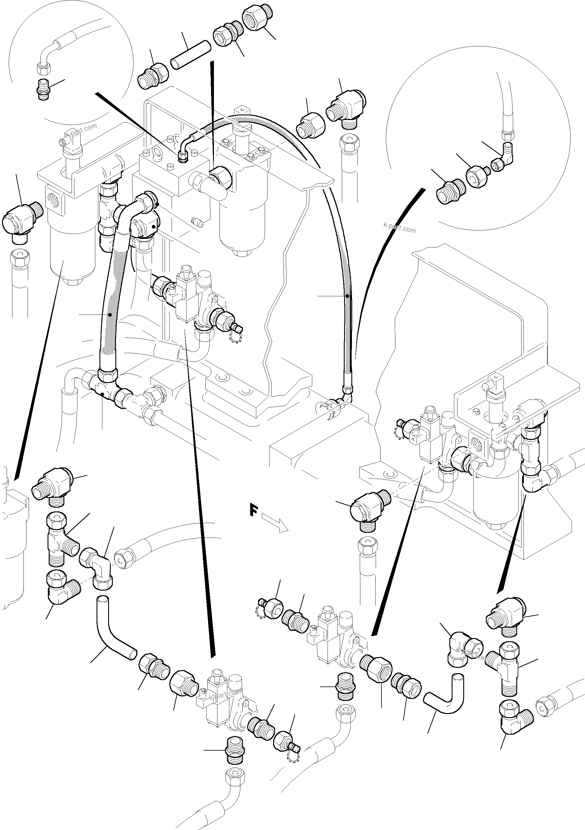 Komatsu parts book diagram for H455S S/N 15005: PIPES - CONTROL- AND FILTER PLATE