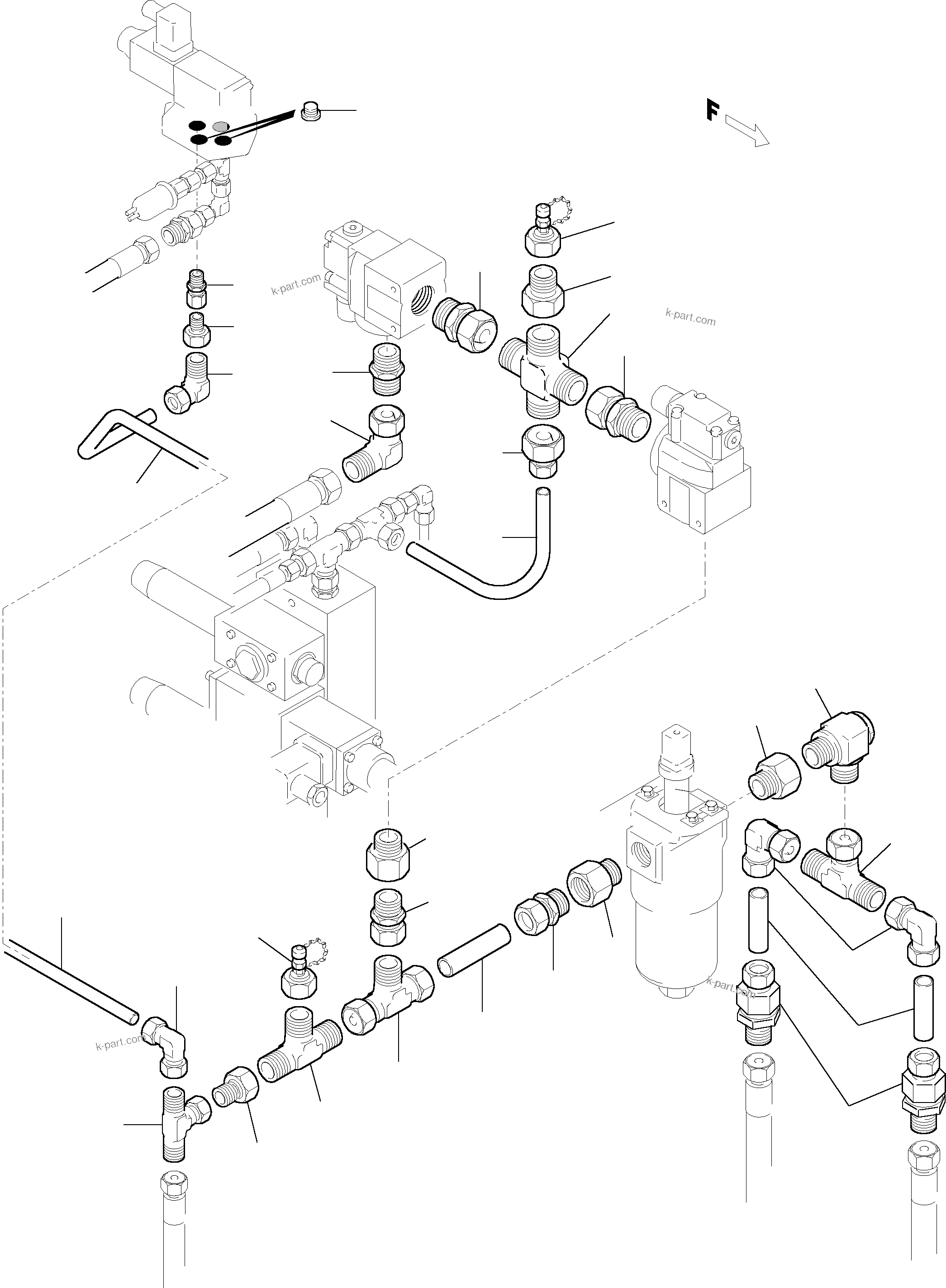 Komatsu parts book diagram for H455S S/N 15005: PIPES - CONTROL- AND FILTER PLATE