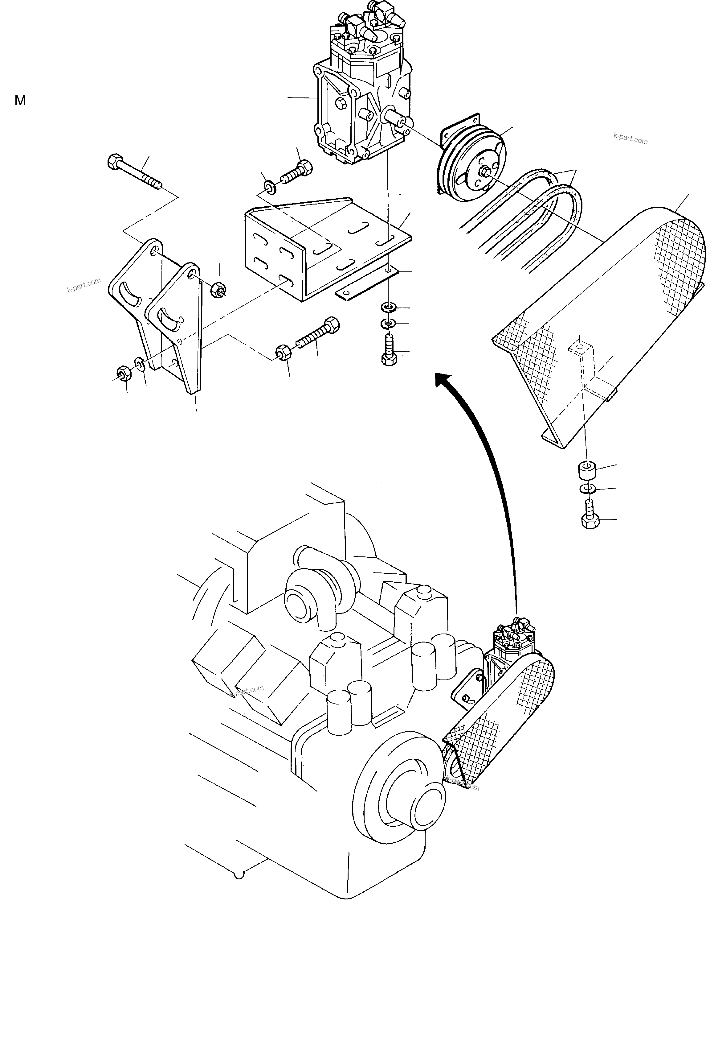 Komatsu parts book diagram for H455S S/N 15005: AIR CONDITION. COMPRESSOR DRIVE
