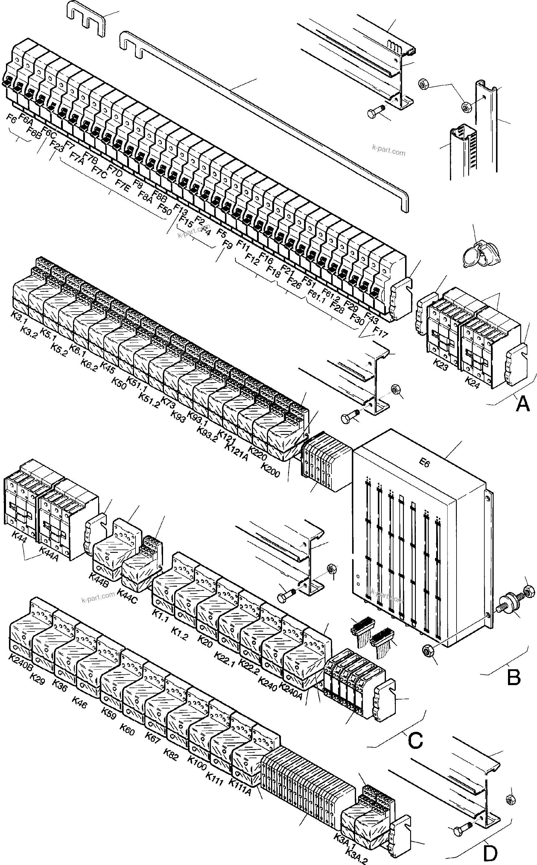 Komatsu parts book diagram for H455S S/N 15005: SWITCH FRAMING IN CABSUPPORT