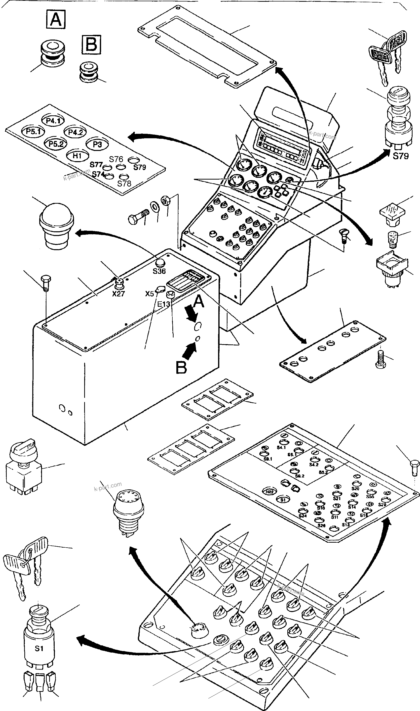 Komatsu parts book diagram for H455S S/N 15005: OPERATION PANEL