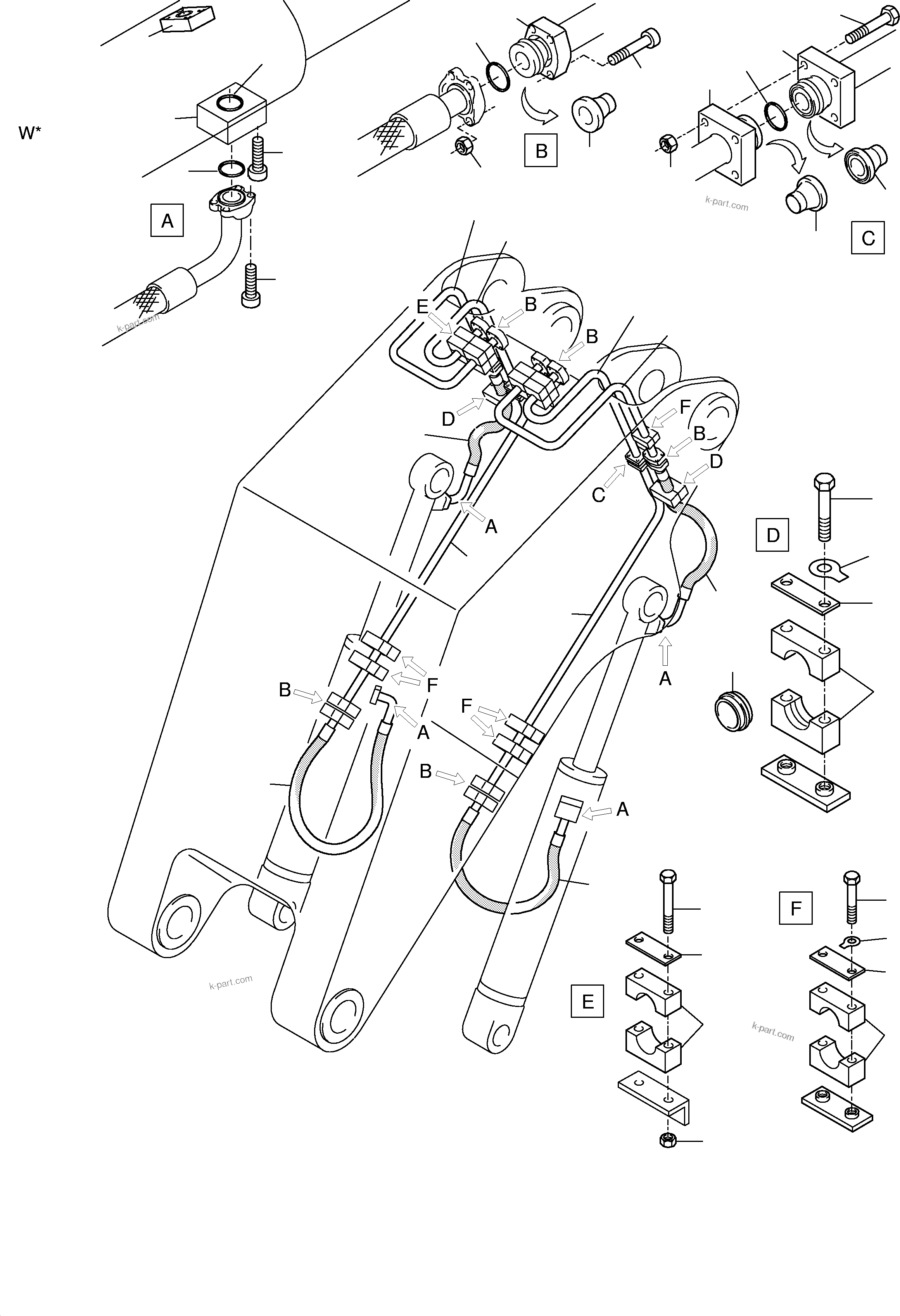Komatsu parts book diagram for H455S S/N 15005: BULLCLAM BUCKET STICK
