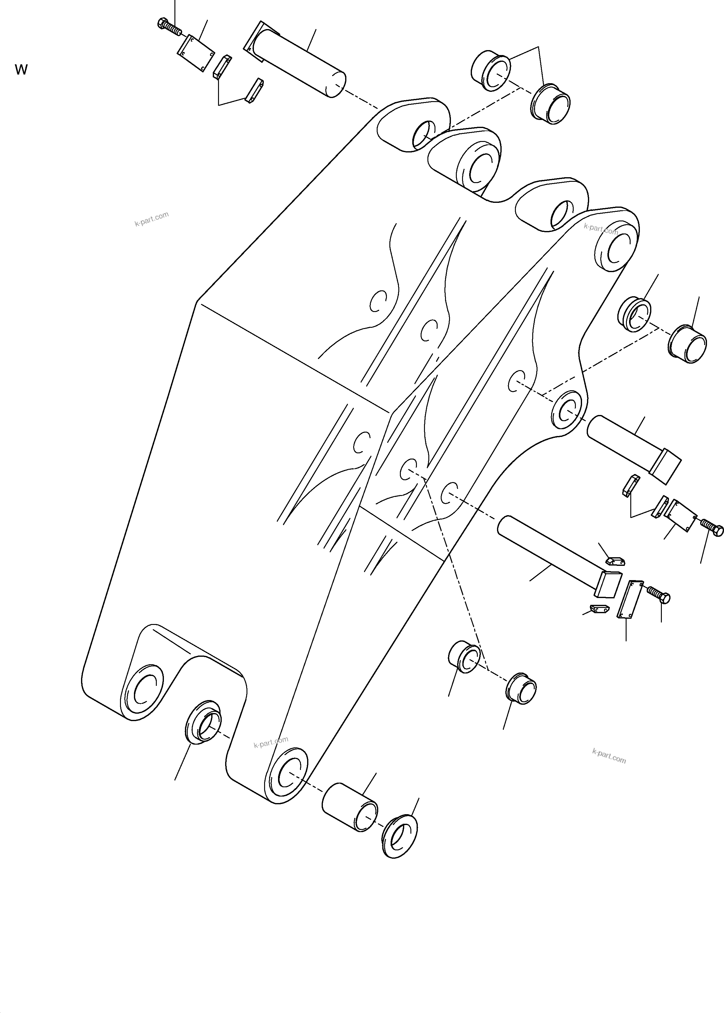 Komatsu parts book diagram for H455S S/N 15005: BULLCLAM BUCKET STICK