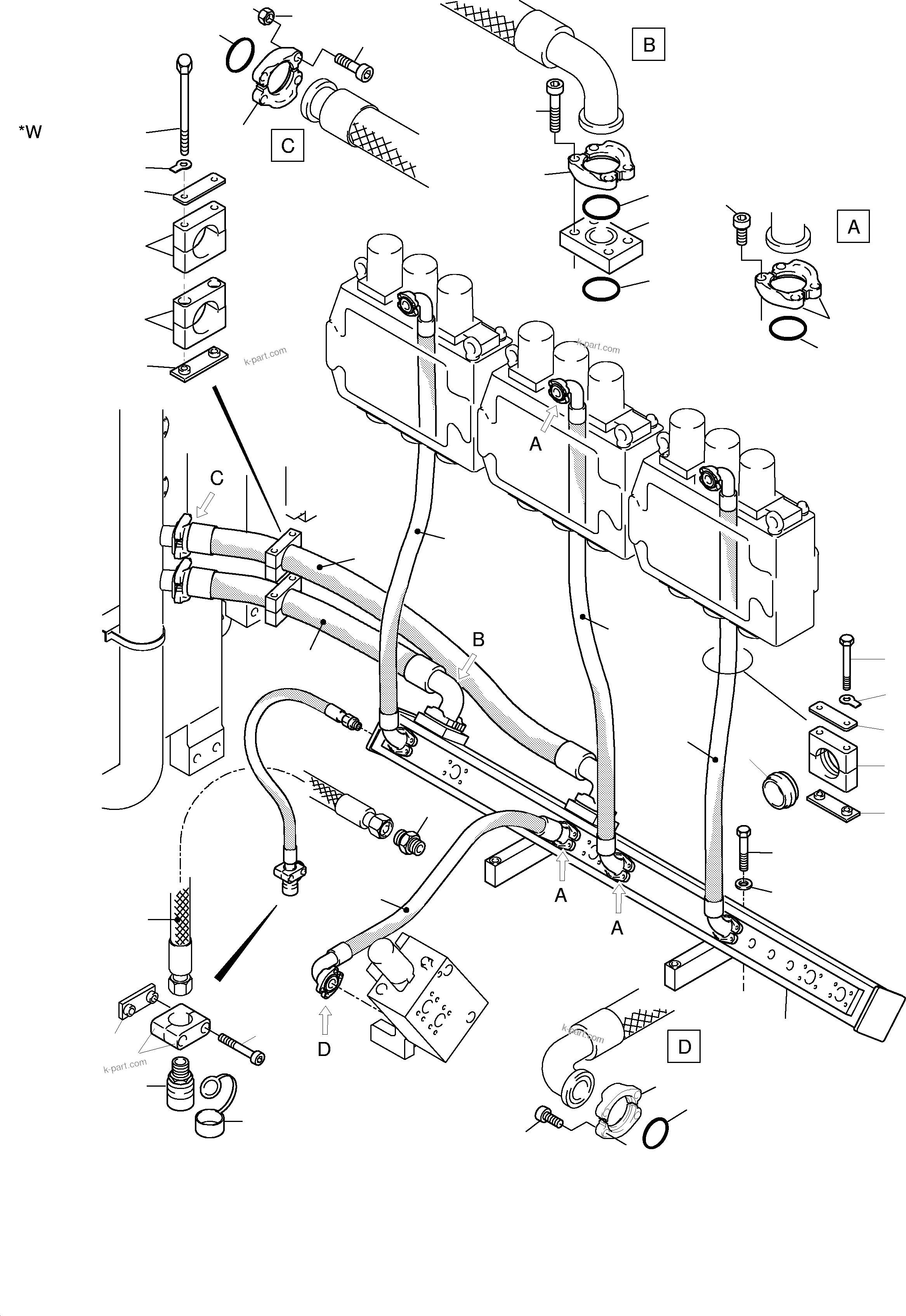 Komatsu parts book diagram for H455S S/N 15005: RETURN LINES, CONTROLBLOCKS