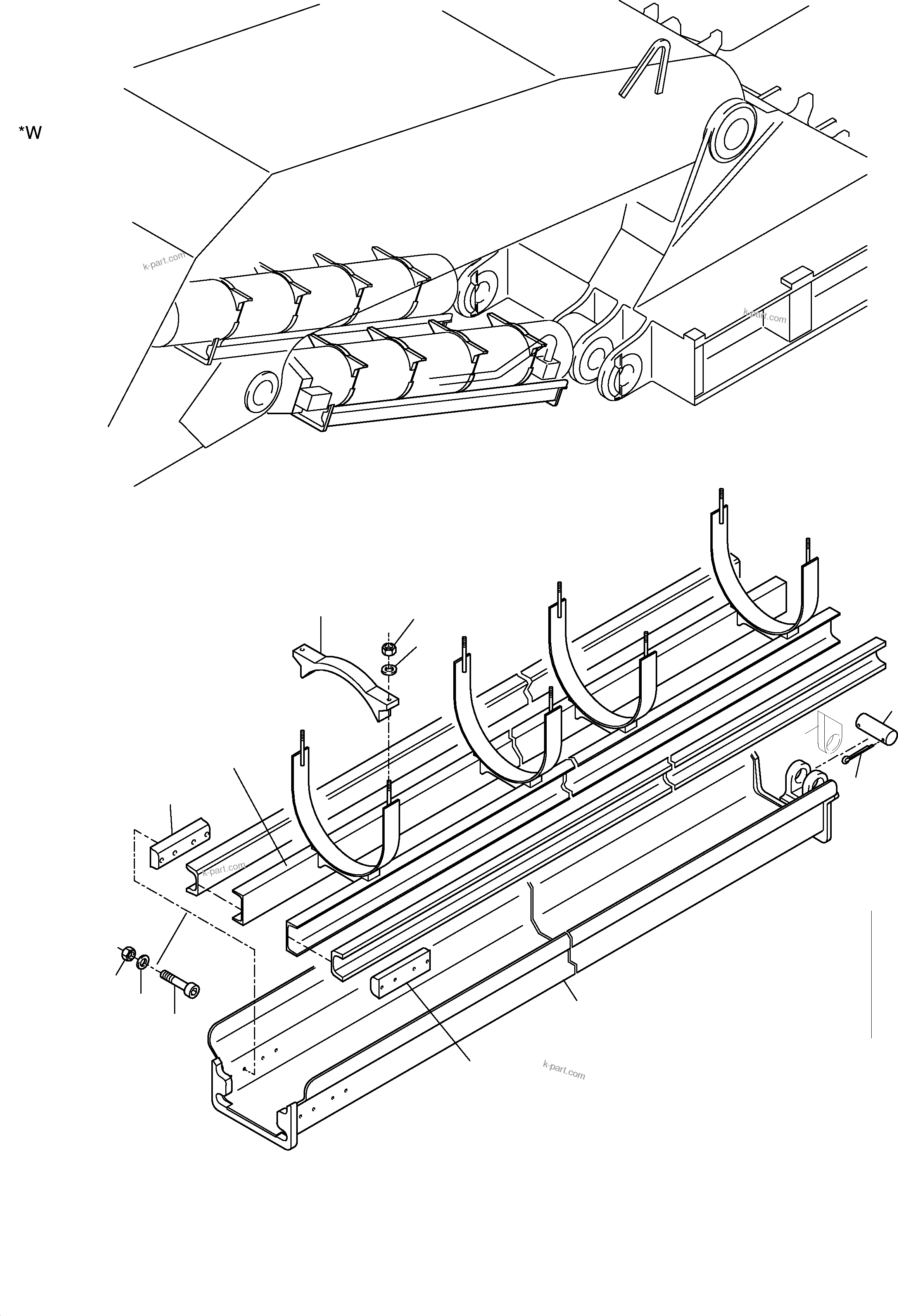 Komatsu parts book diagram for PC5500-6 S/N 15017: ROD PROTECTION, BOOM CYLINDER