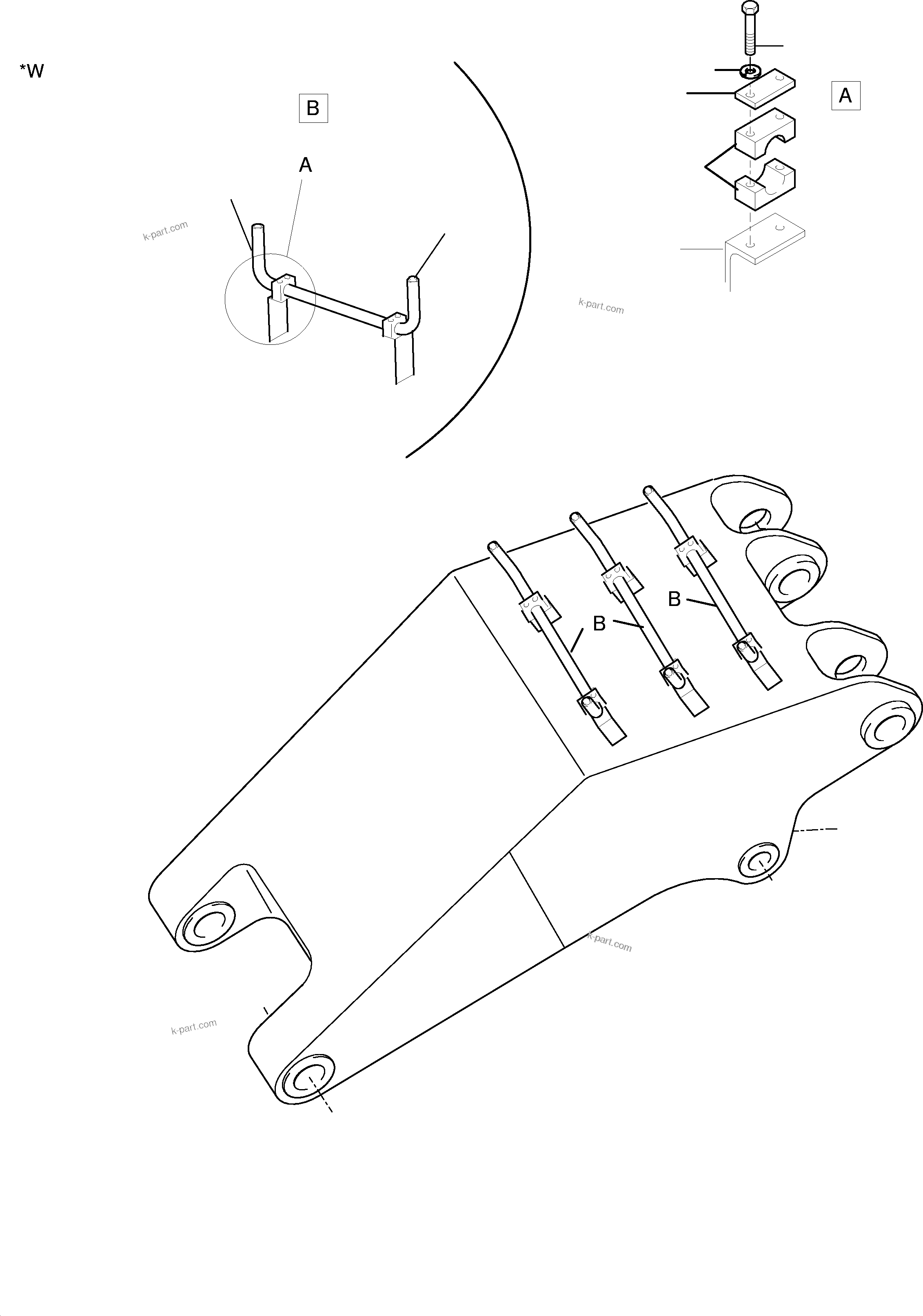 Komatsu parts book diagram for PC5500-6 S/N 15017: STICK - CATWALK