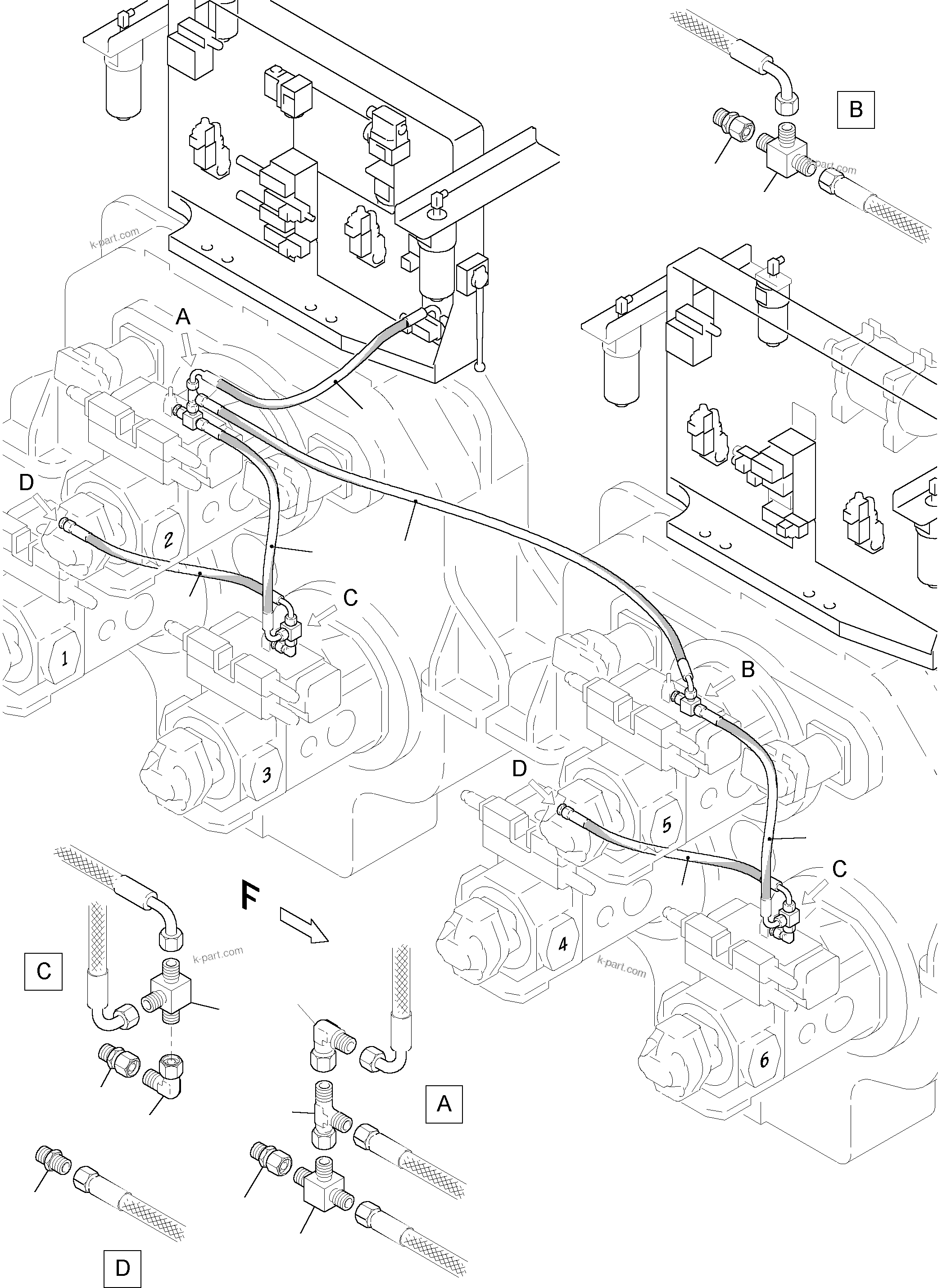Komatsu parts book diagram for PC5500-6 S/N 15017: MAIN PUMP CONTROL