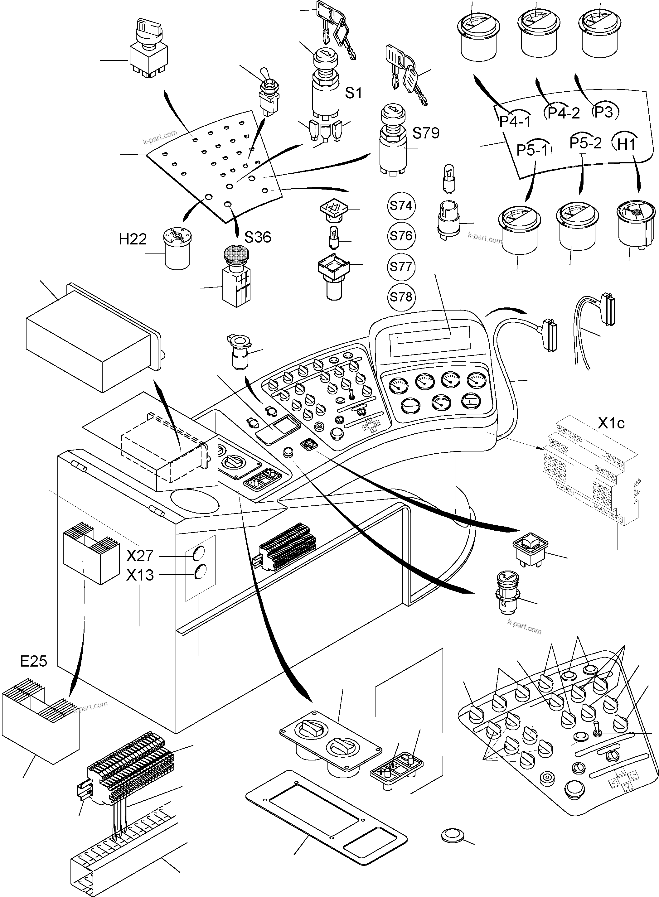 Komatsu parts book diagram for PC5500-6 S/N 15017: OPERATION PANEL