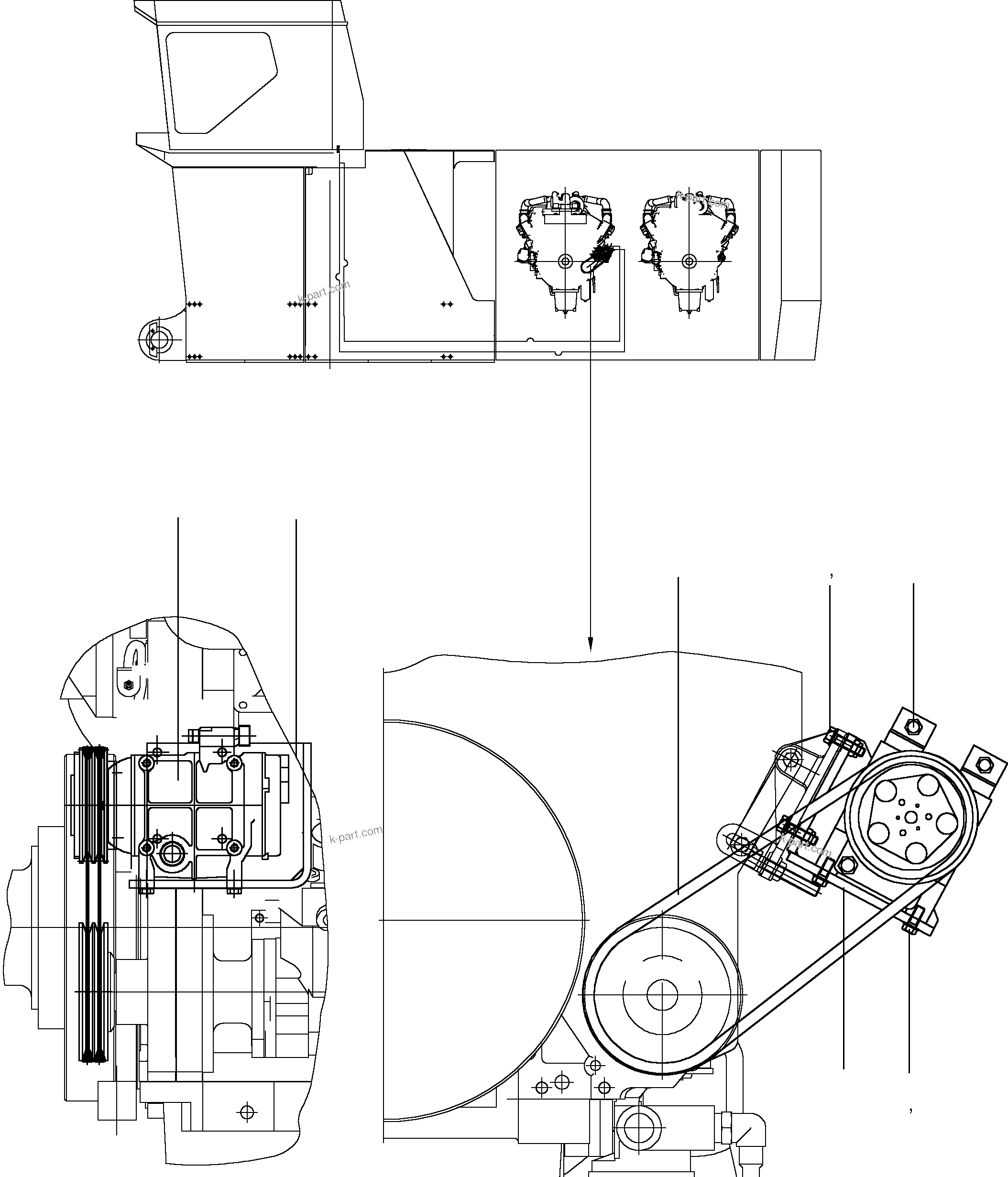 Komatsu parts book diagram for PC5500-6 S/N 15017: AIR CONDITION. COMPRESSOR DRIVE