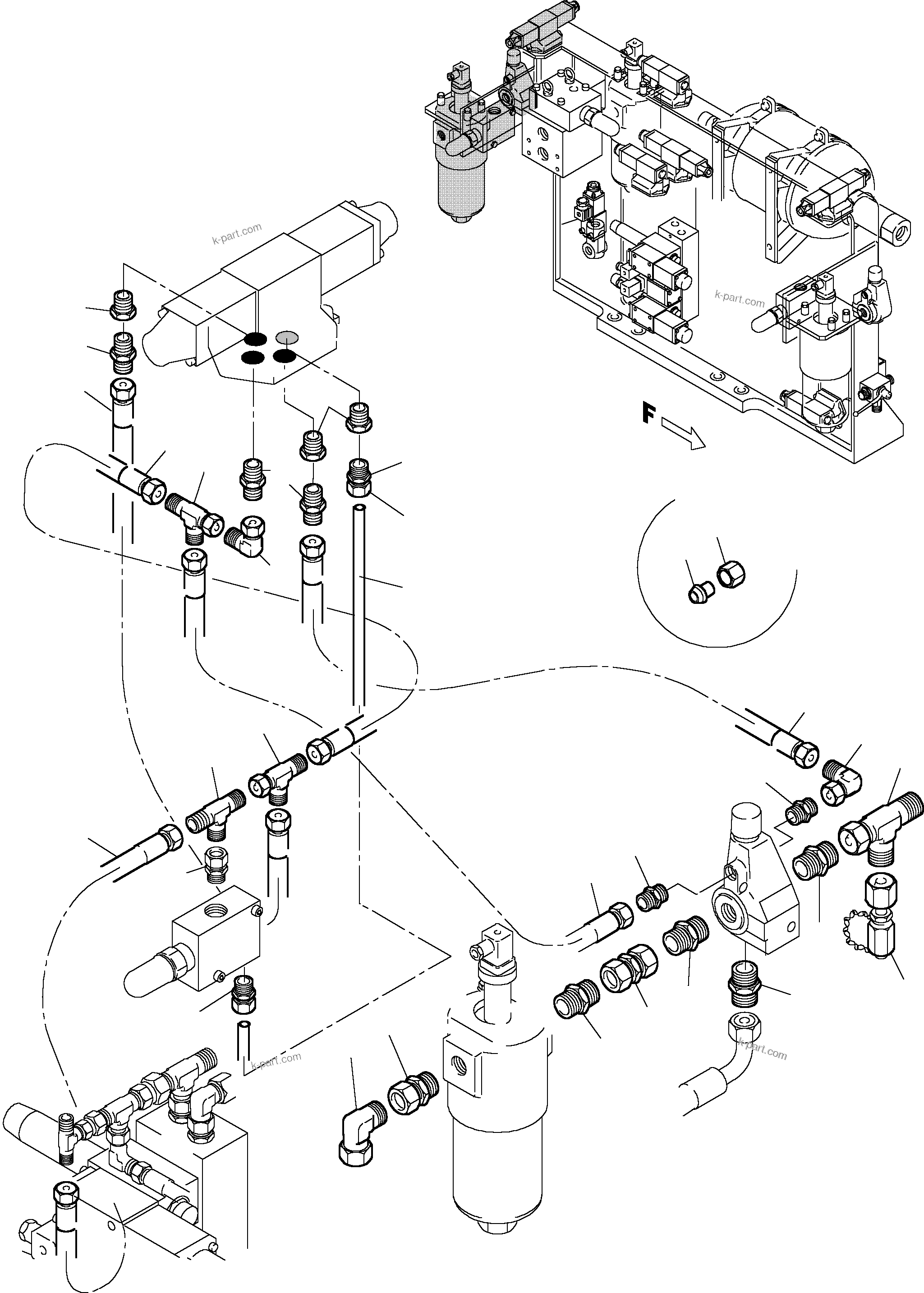 Komatsu parts book diagram for PC5500-6 S/N 15017: PIPES - CONTROL- AND FILTER PLATE