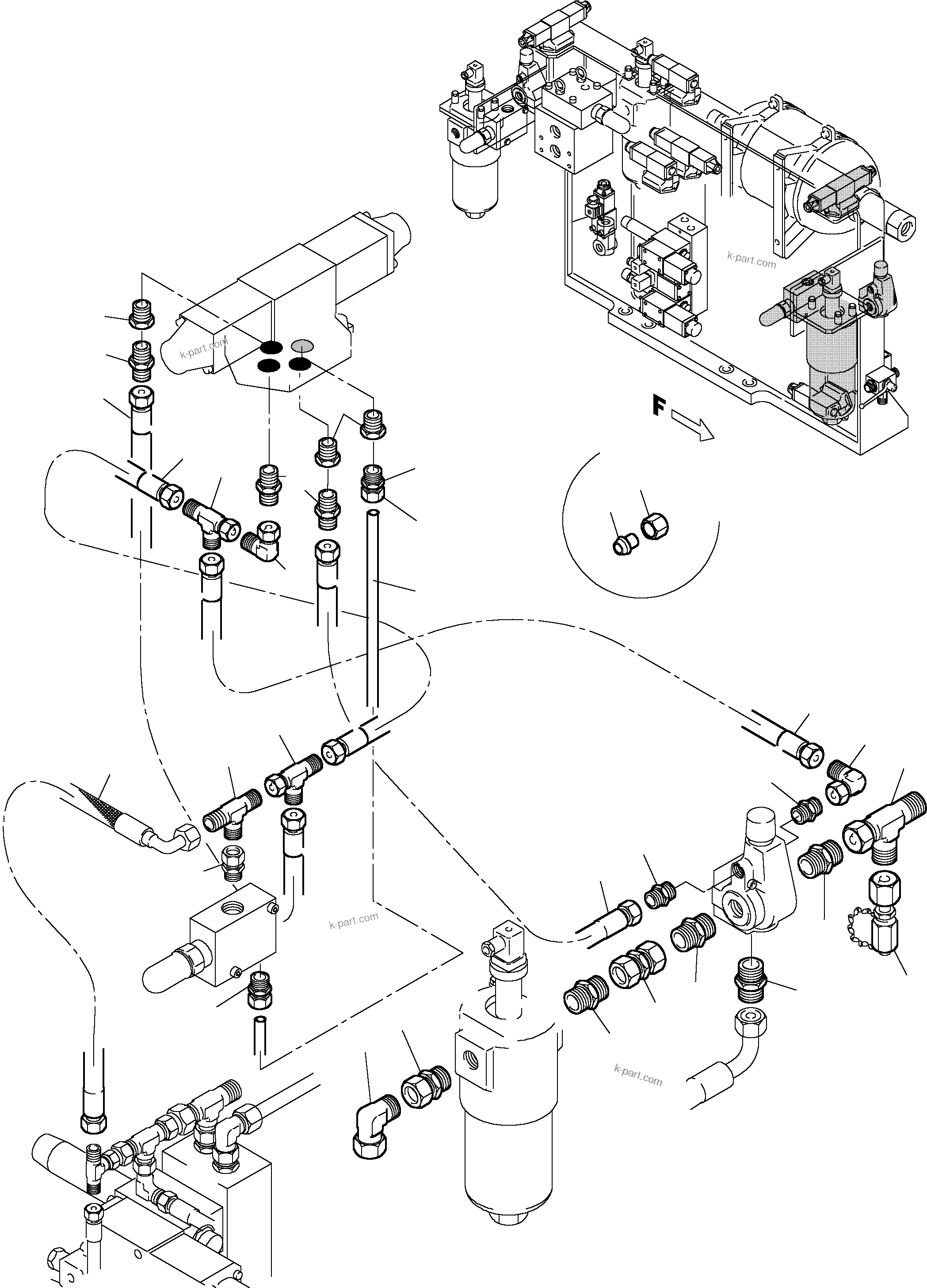 Komatsu parts book diagram for PC5500-6 S/N 15017: PIPES - CONTROL- AND FILTER PLATE