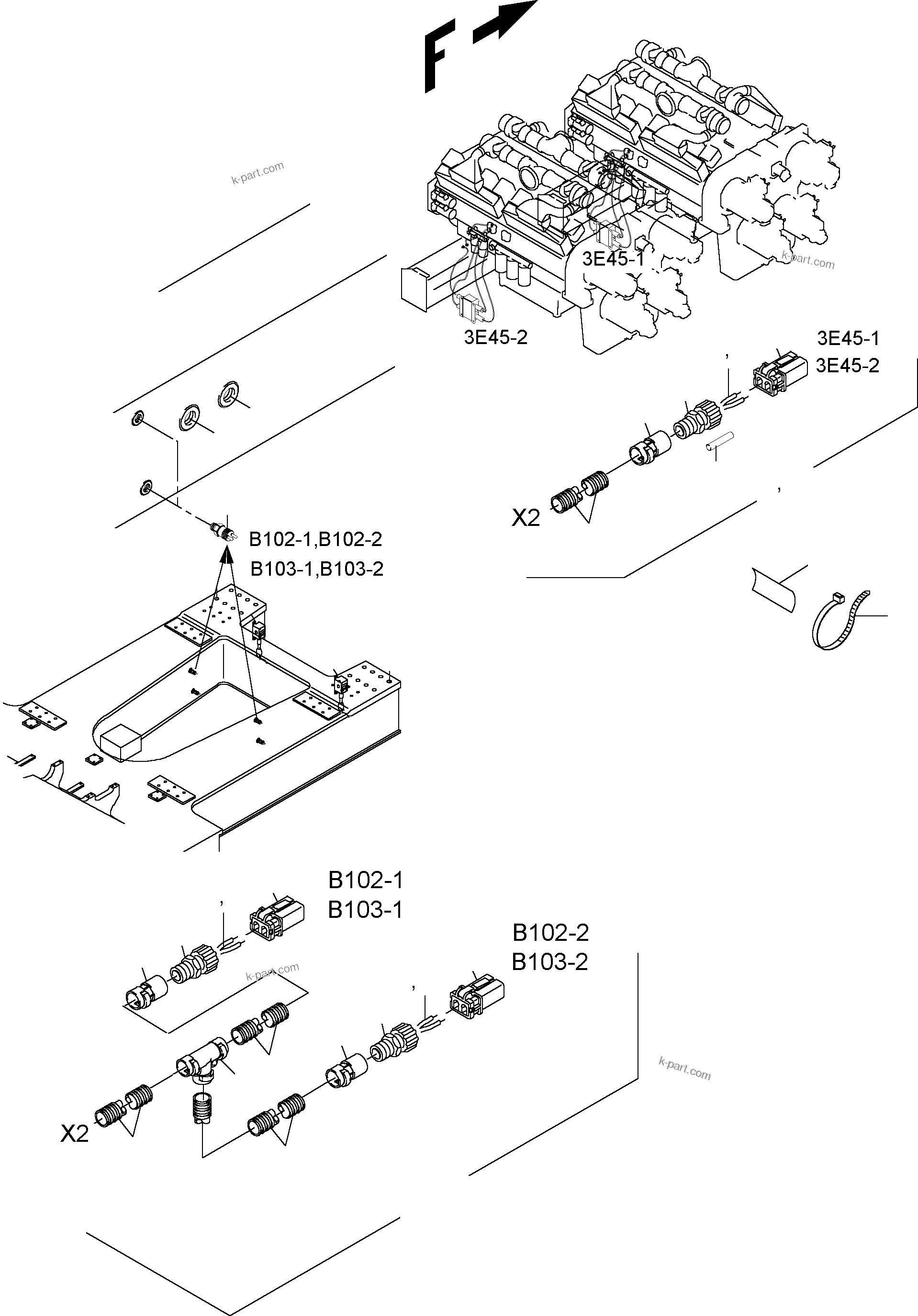 Komatsu parts book diagram for PC5500-6 S/N 15017: ELECTR. PARTS ENGINE OIL