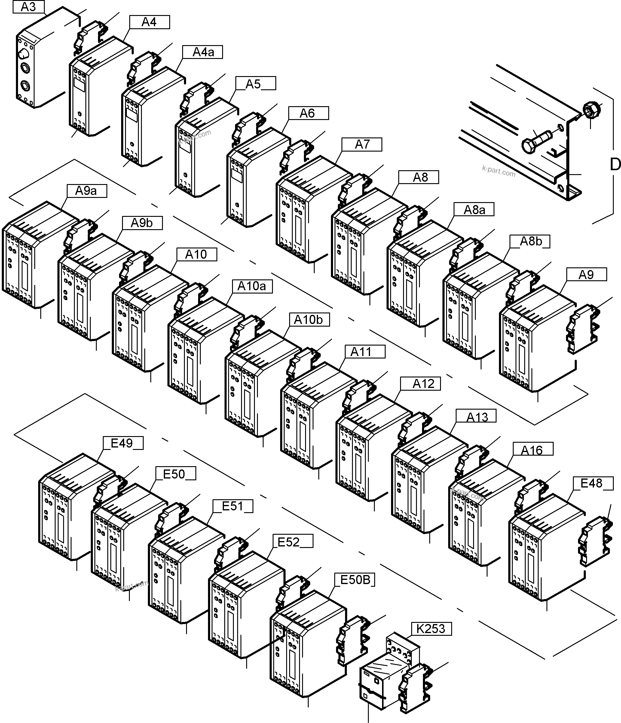 Komatsu parts book diagram for PC5500-6 S/N 15017: SWITCH FRAMING X2