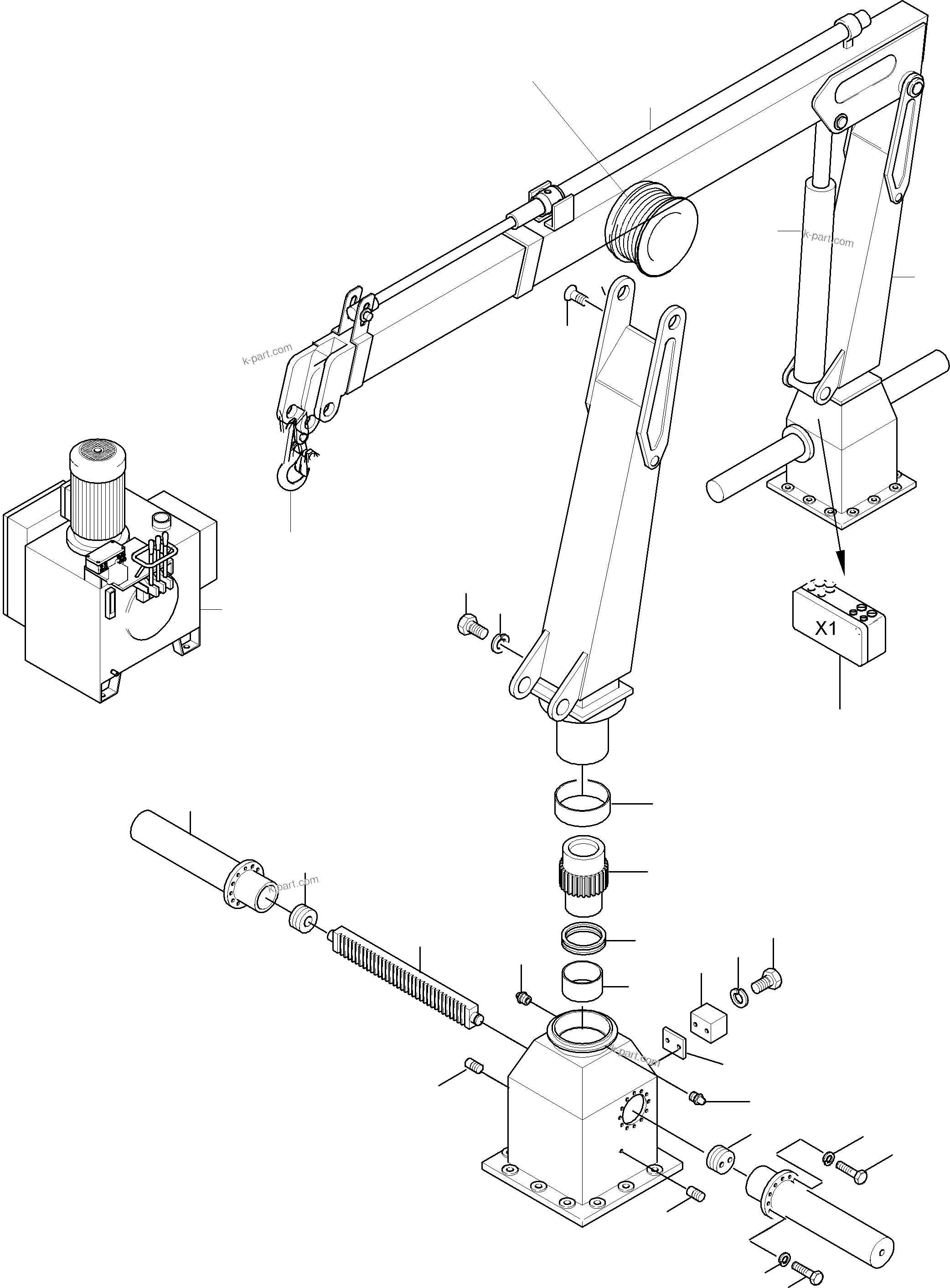 Komatsu parts book diagram for PC5500-6 S/N 15017: SERVICE CRANE