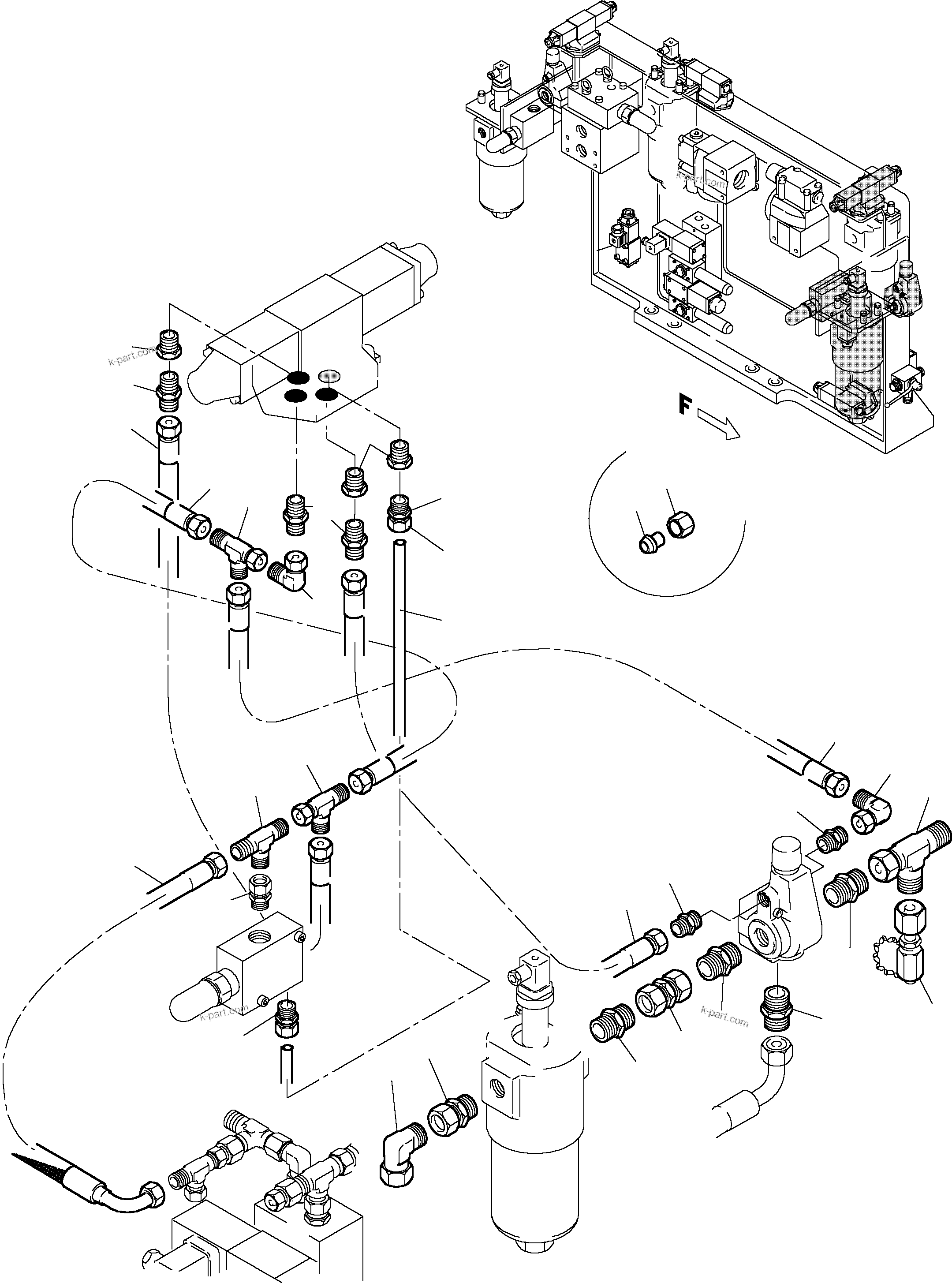 Komatsu parts book diagram for PC5500-6 S/N 15017: PIPES - CONTROL- AND FILTER PLATE
