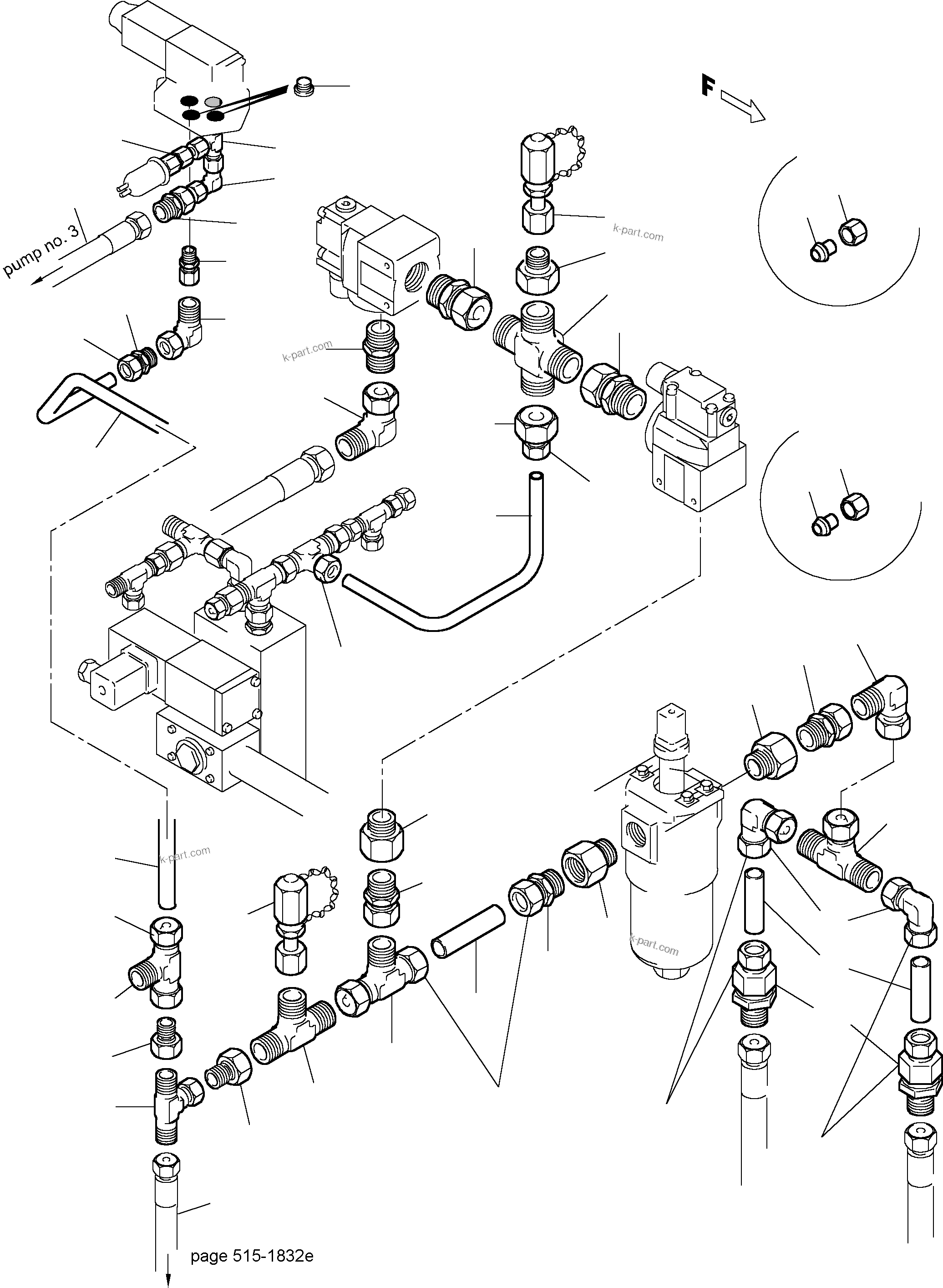 Komatsu parts book diagram for PC5500-6 S/N 15017: PIPES - CONTROL- AND FILTER PLATE