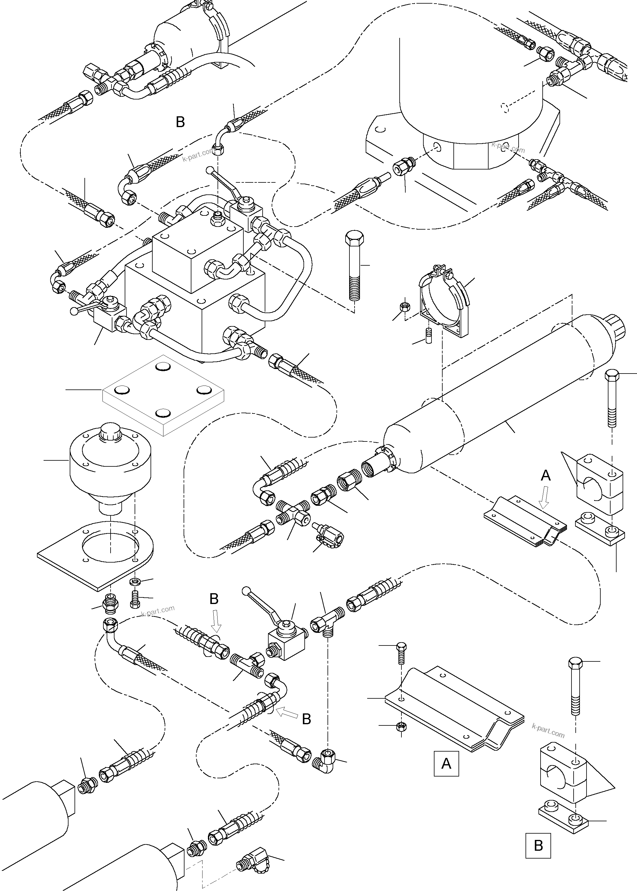Komatsu parts book diagram for PC5500-6 S/N 15017: HYDRAULIC TRACK TENSIONING STANDARD