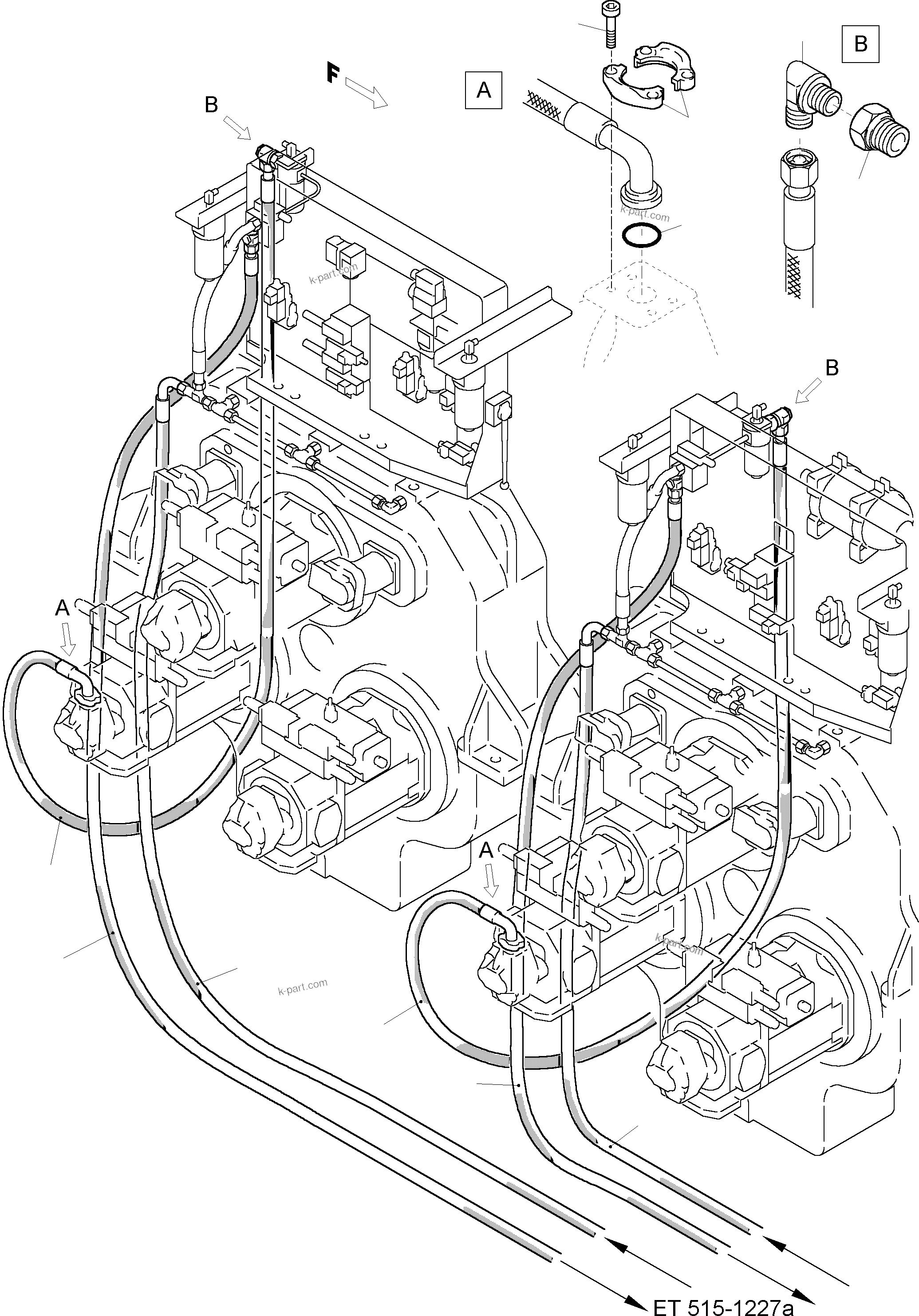 Komatsu parts book diagram for PC5500-6 S/N 15019: COOLING - DISTRIBUTOR GEAR (PUMP)