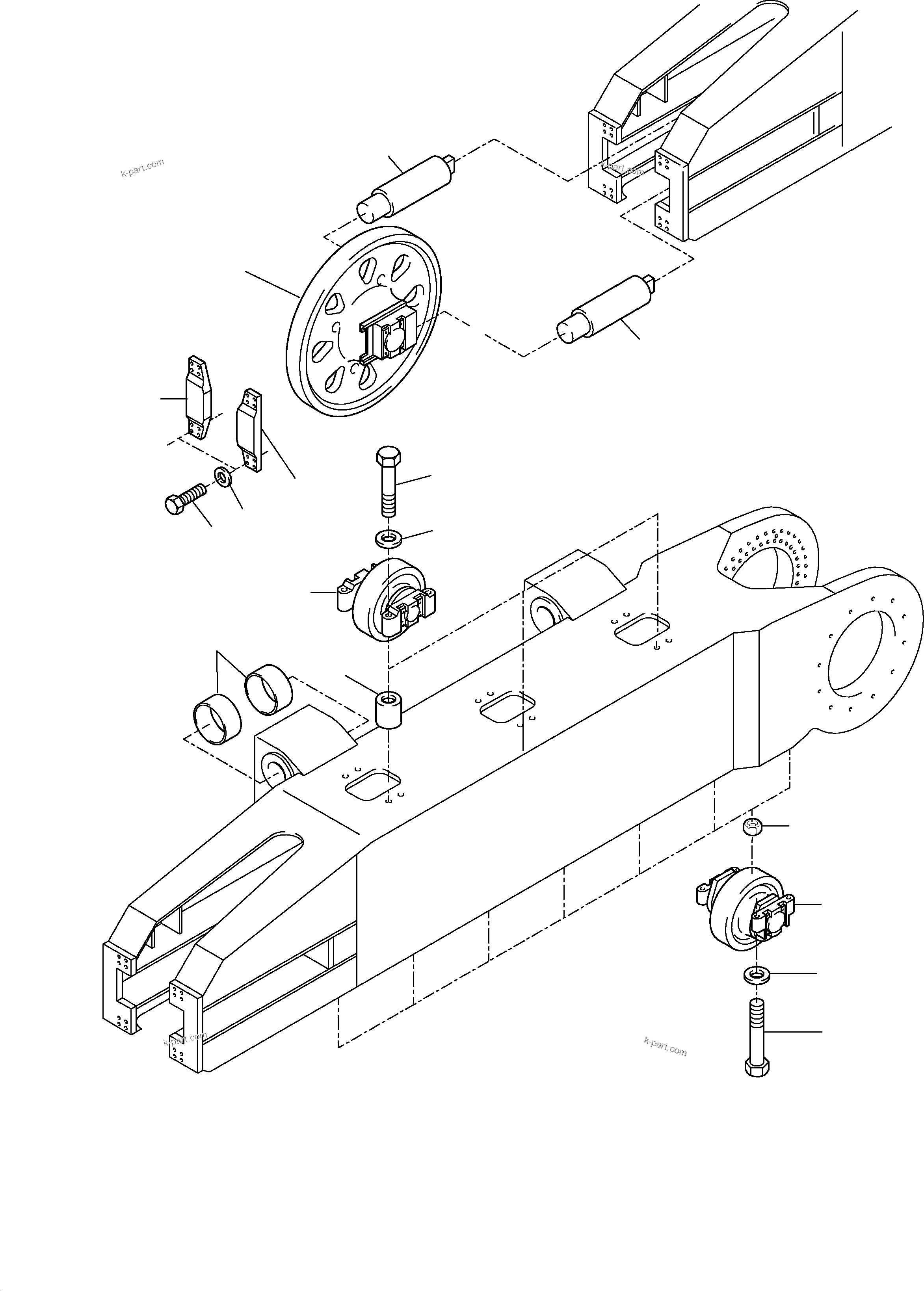 Komatsu parts book diagram for PC5500-6 S/N 15019: TRACK GROUP - IDLER PROTECTION