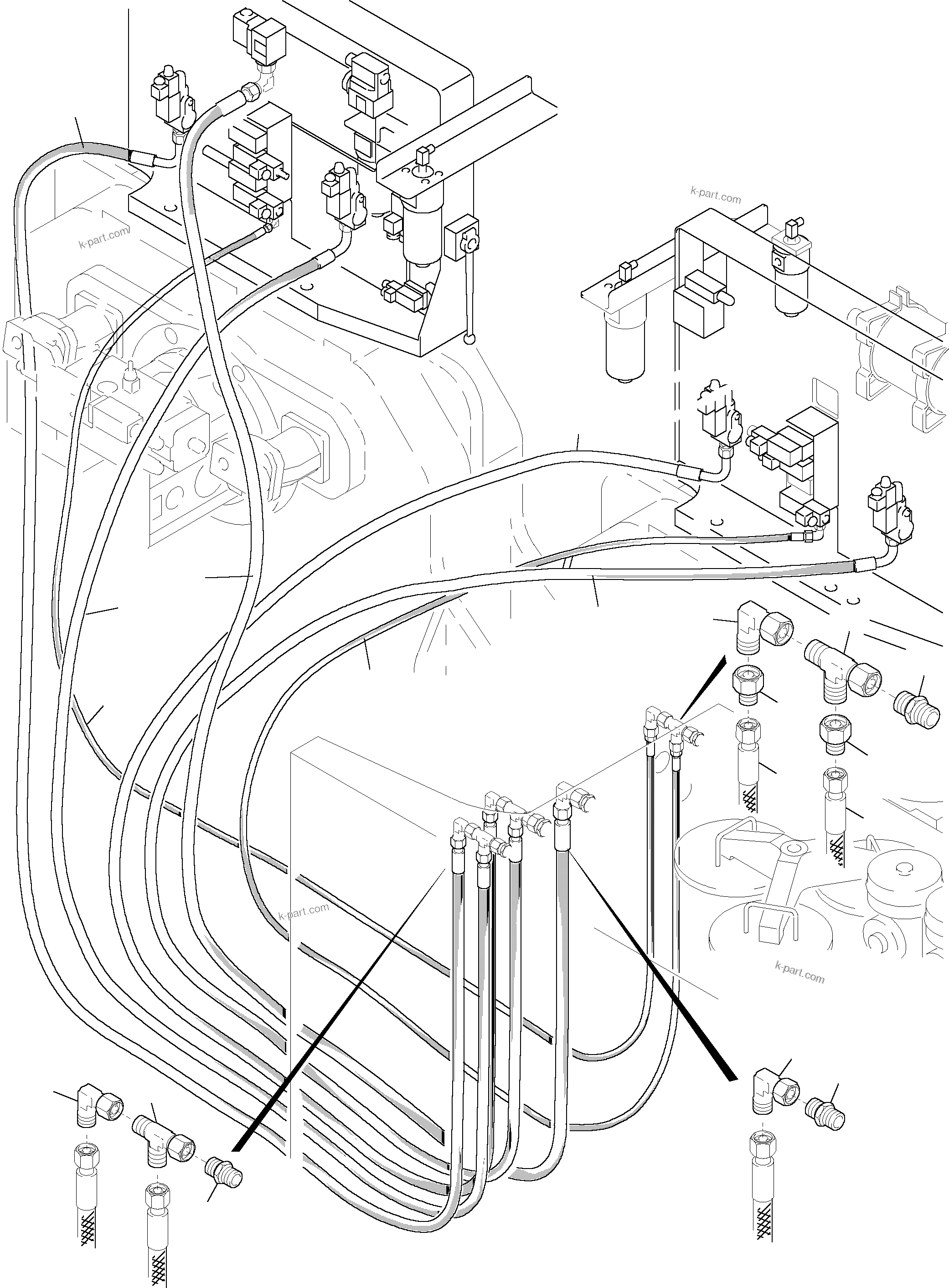 Komatsu parts book diagram for PC5500-6 S/N 15019: TANK LINES, CONTROL,-AND FILTER PLATES