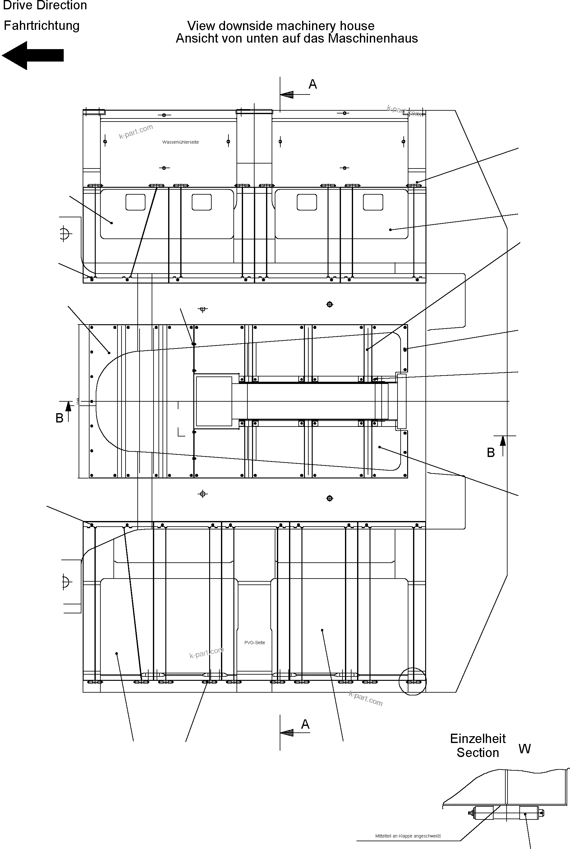 Komatsu parts book diagram for PC5500-6 S/N 15019: COVER, LOWER