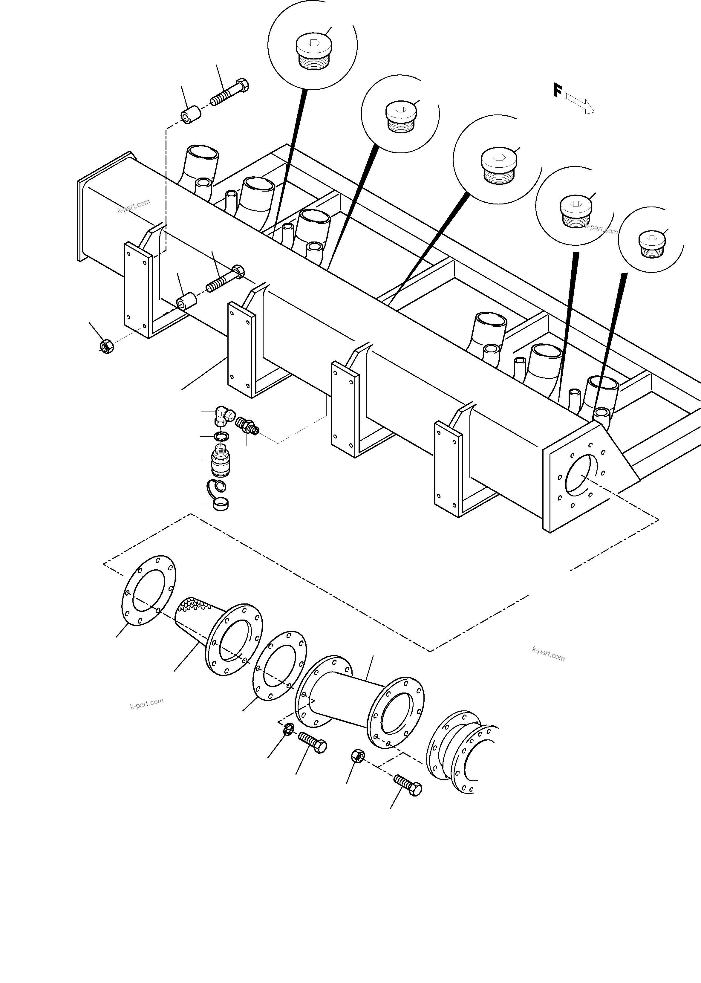 Komatsu parts book diagram for PC5500-6 S/N 15019: SUCTION TANK