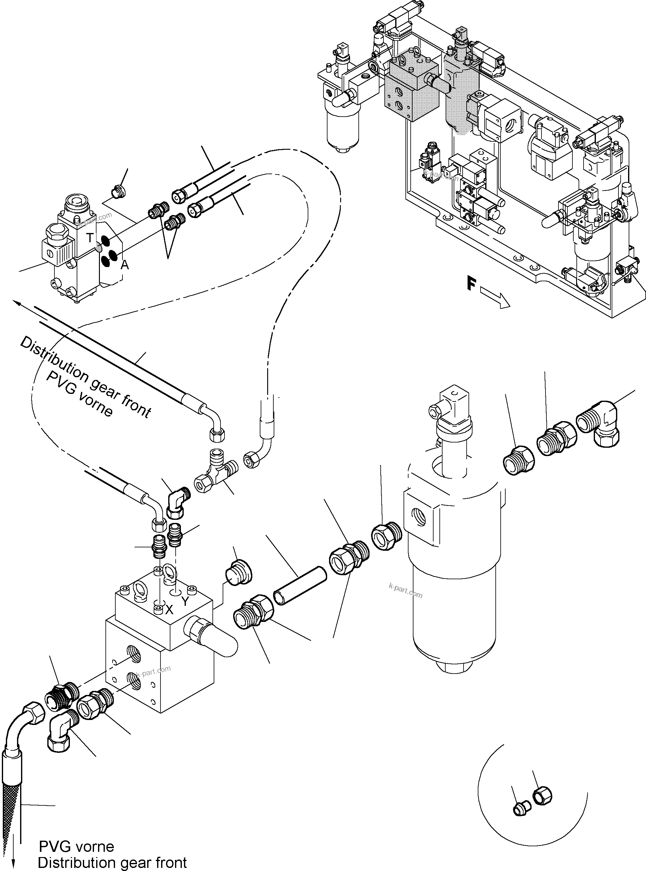Komatsu parts book diagram for PC5500-6 S/N 15019: PIPES - CONTROL- AND FILTER PLATE