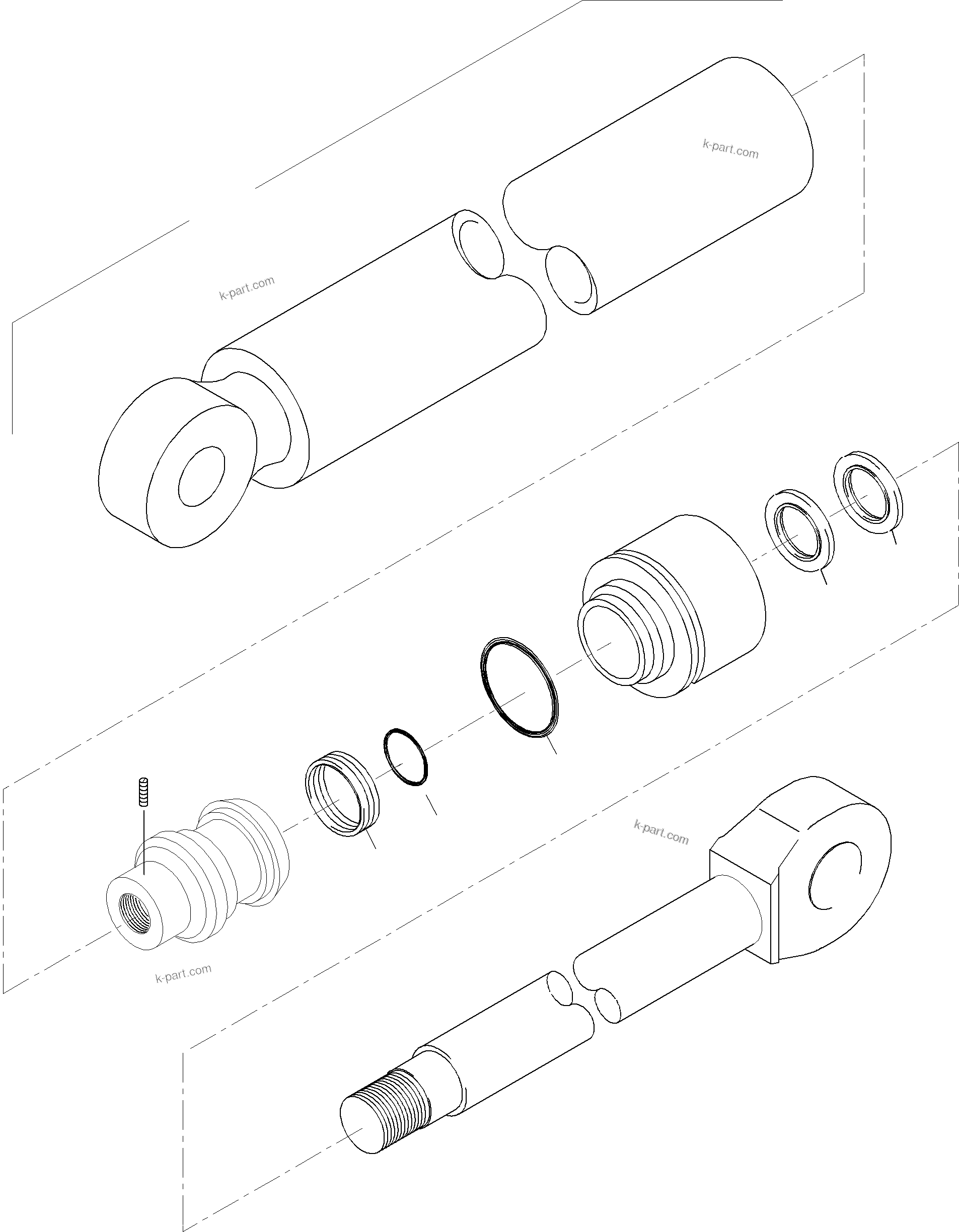 Komatsu parts book diagram for PC5500-6 S/N 15019: HYDRAULIC CYLINDER