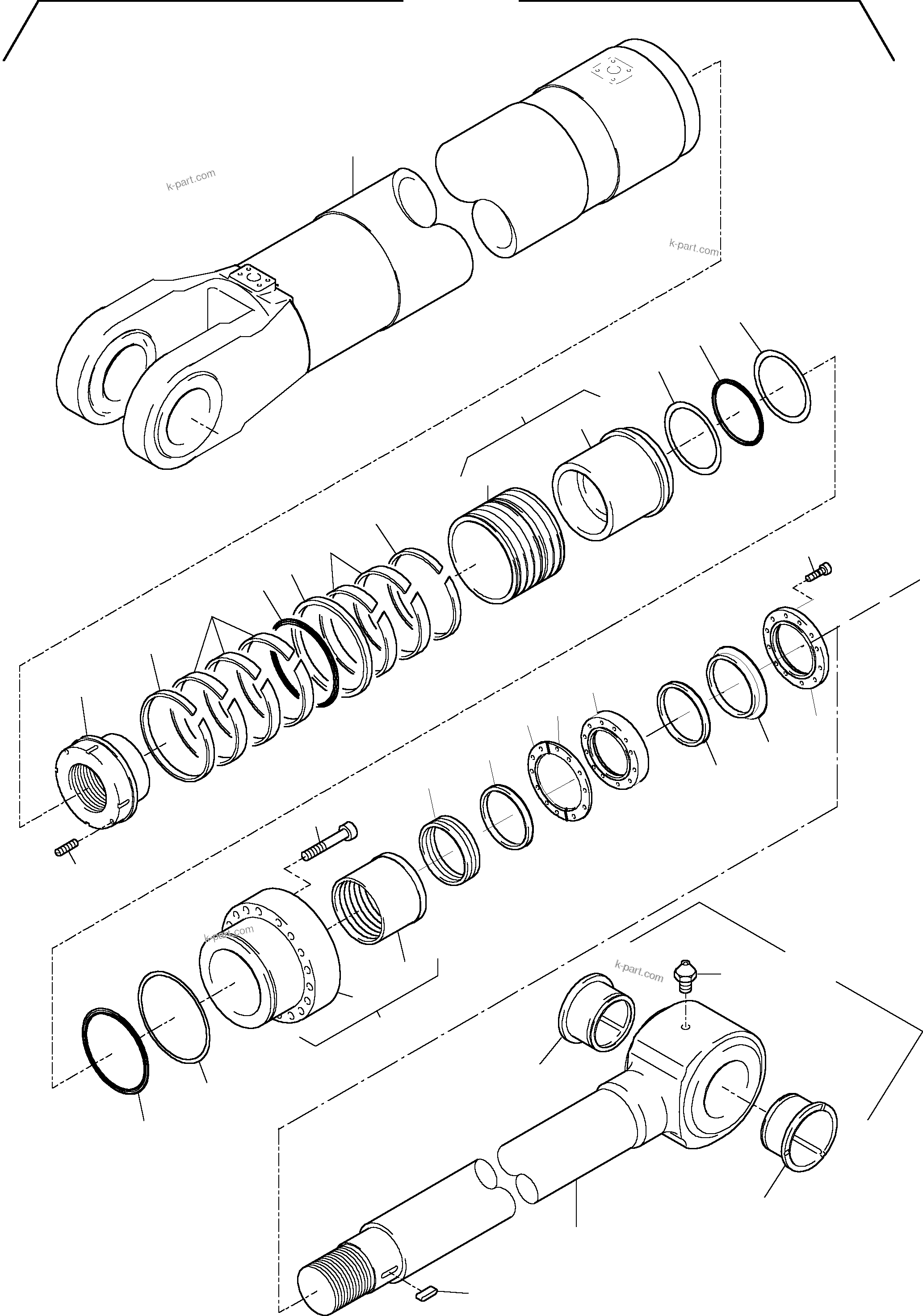 Komatsu parts book diagram for PC5500-6 S/N 15019: HYDRAULIC CYLINDER