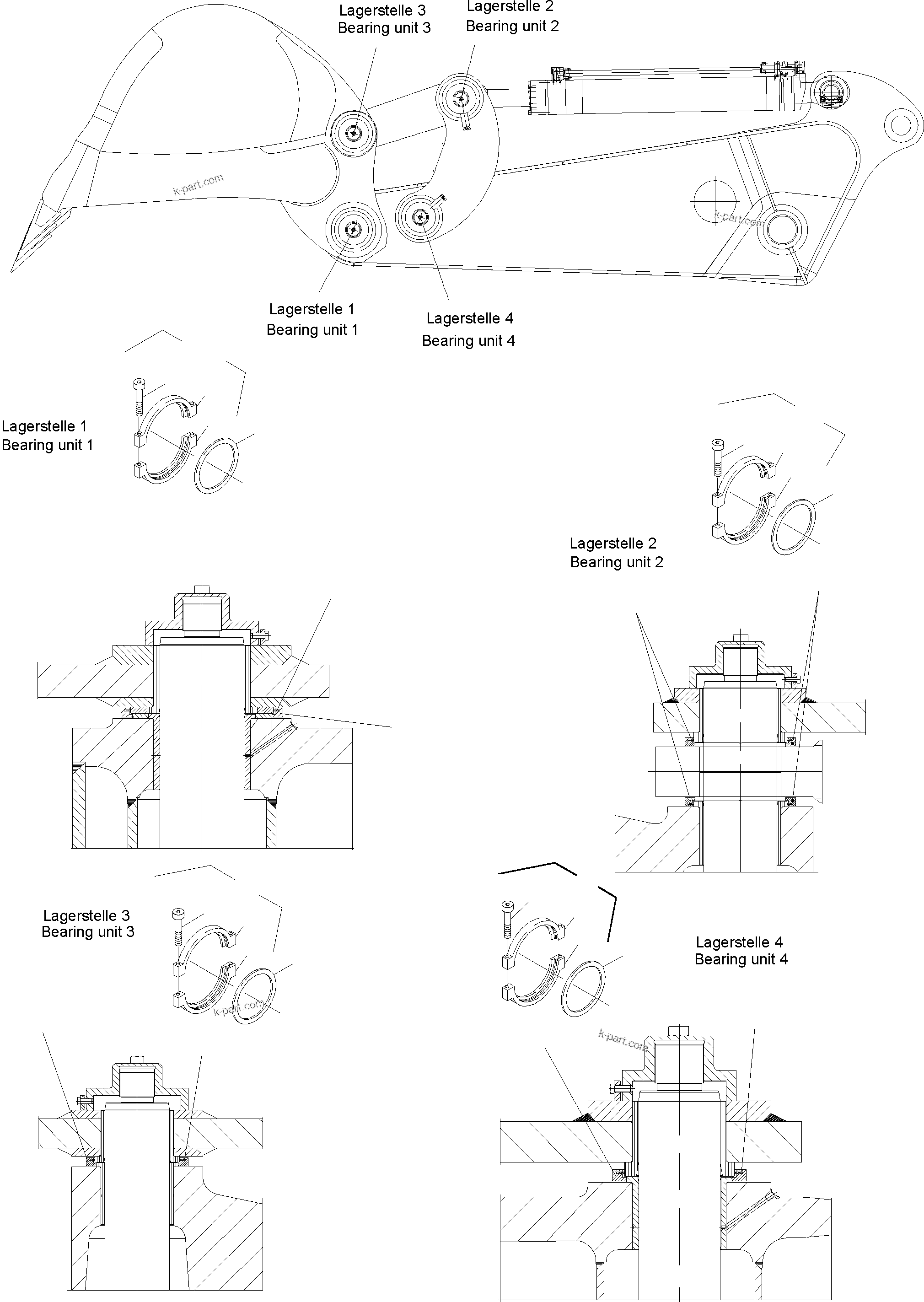 Komatsu parts book diagram for PC5500-6 S/N 15019: PIN SEALING STEERING AND ROD