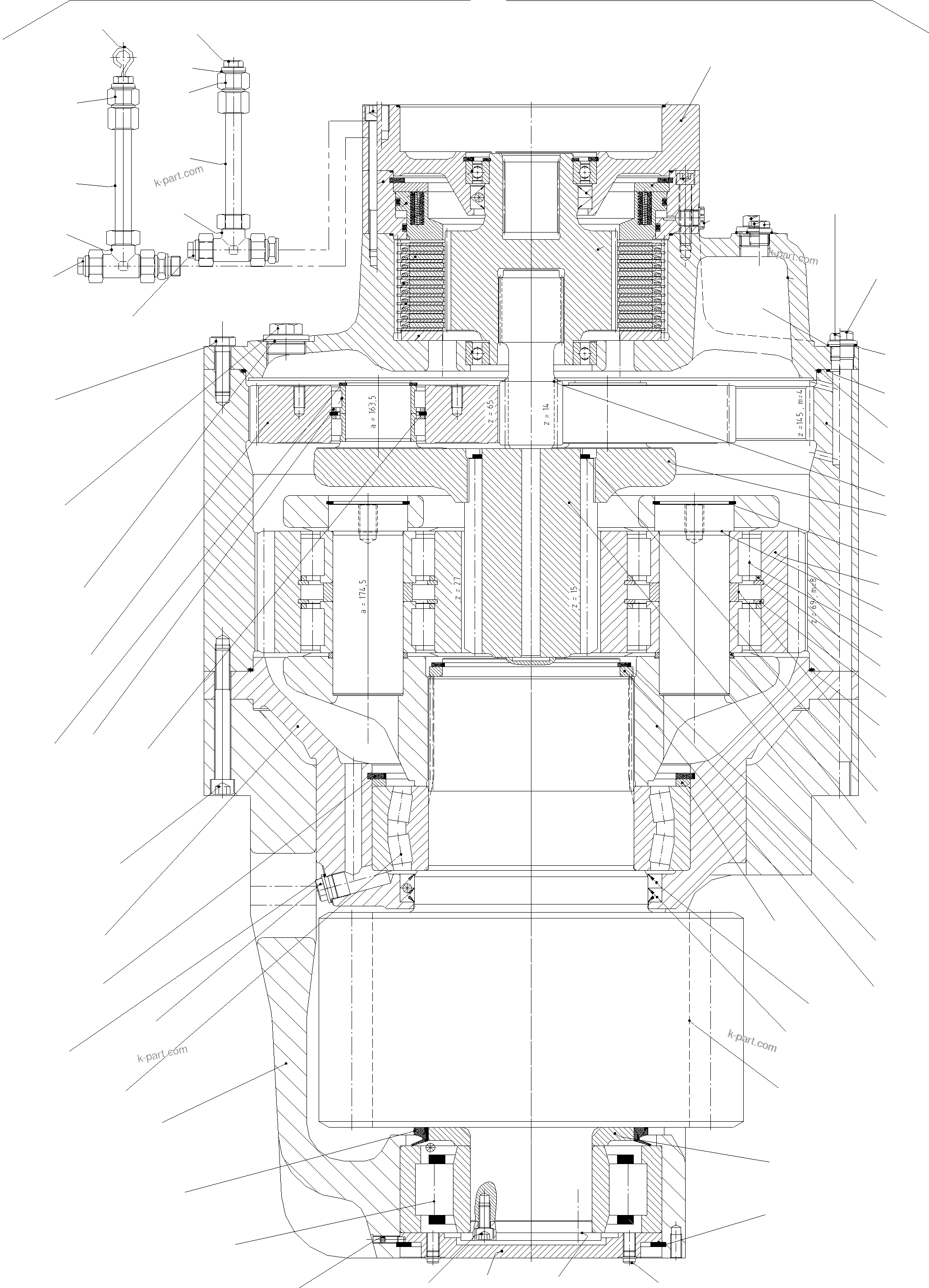 Komatsu parts book diagram for PC5500-6 S/N 15019: SLEW GEARBOX WITH BRAKE