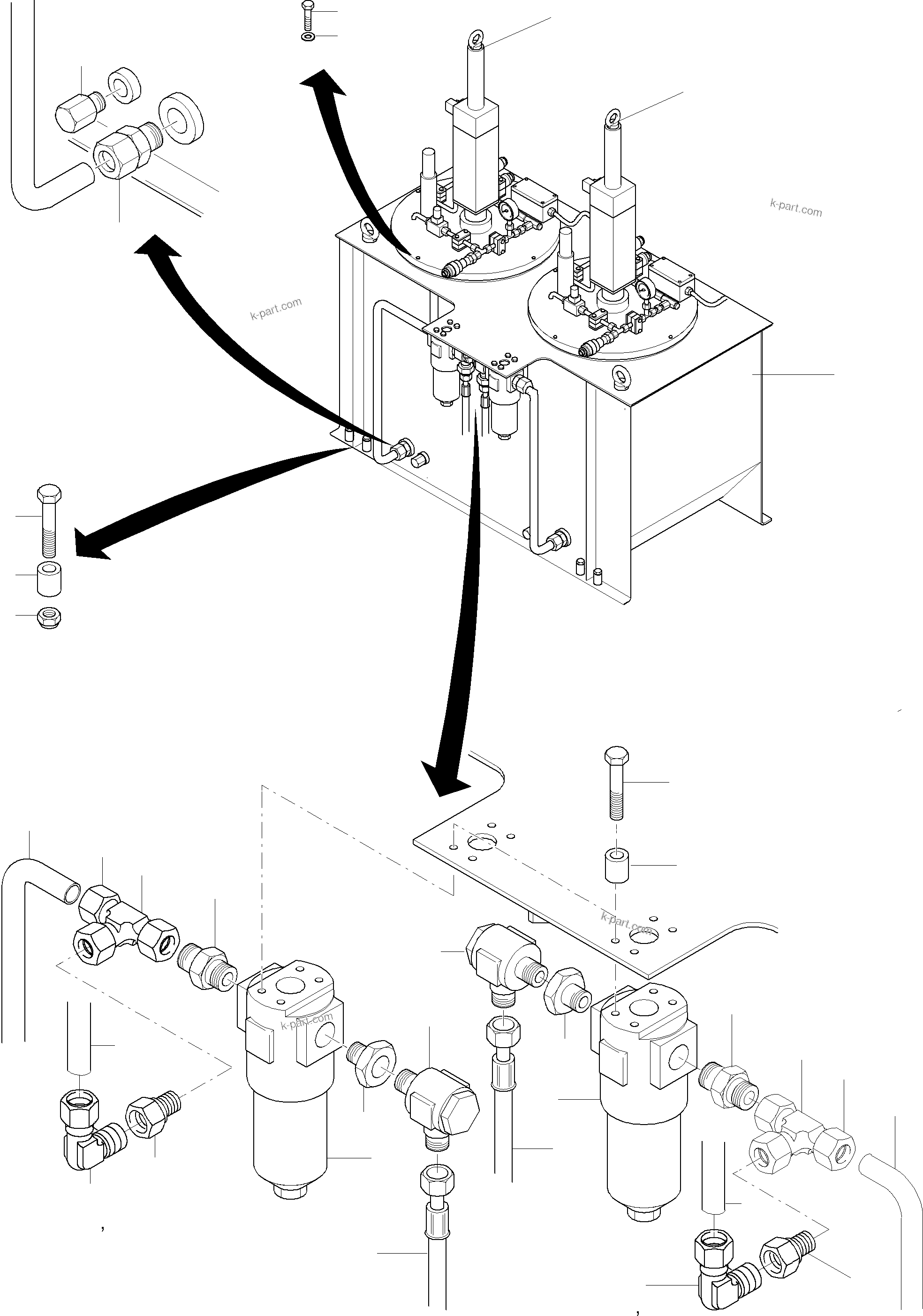 Komatsu parts book diagram for PC5500-6 S/N 15019: LUBE STATION ARR.
