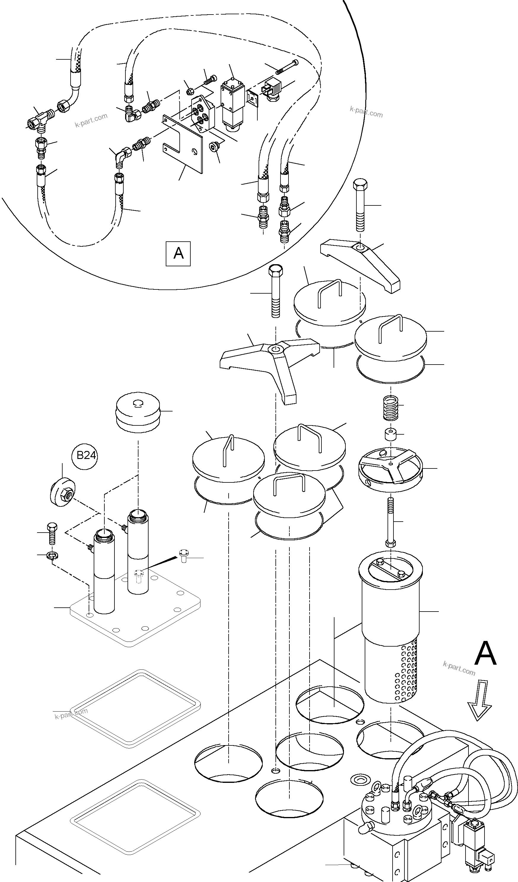 Komatsu parts book diagram for PC5500-6 S/N 15019: MAIN OIL TANK
