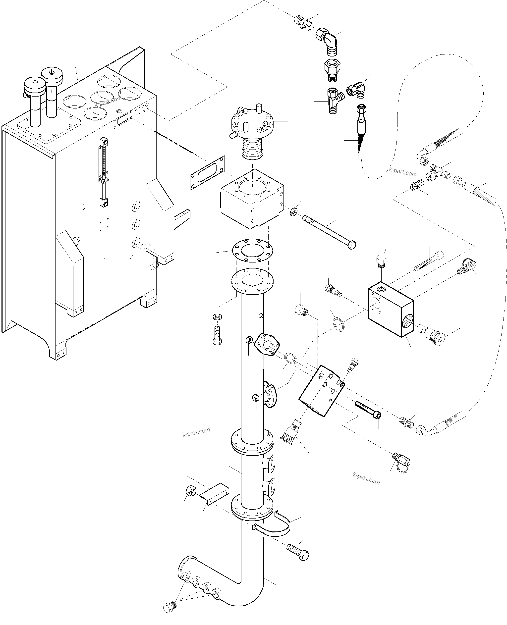 Komatsu parts book diagram for PC5500-6 S/N 15019: MAIN OIL TANK